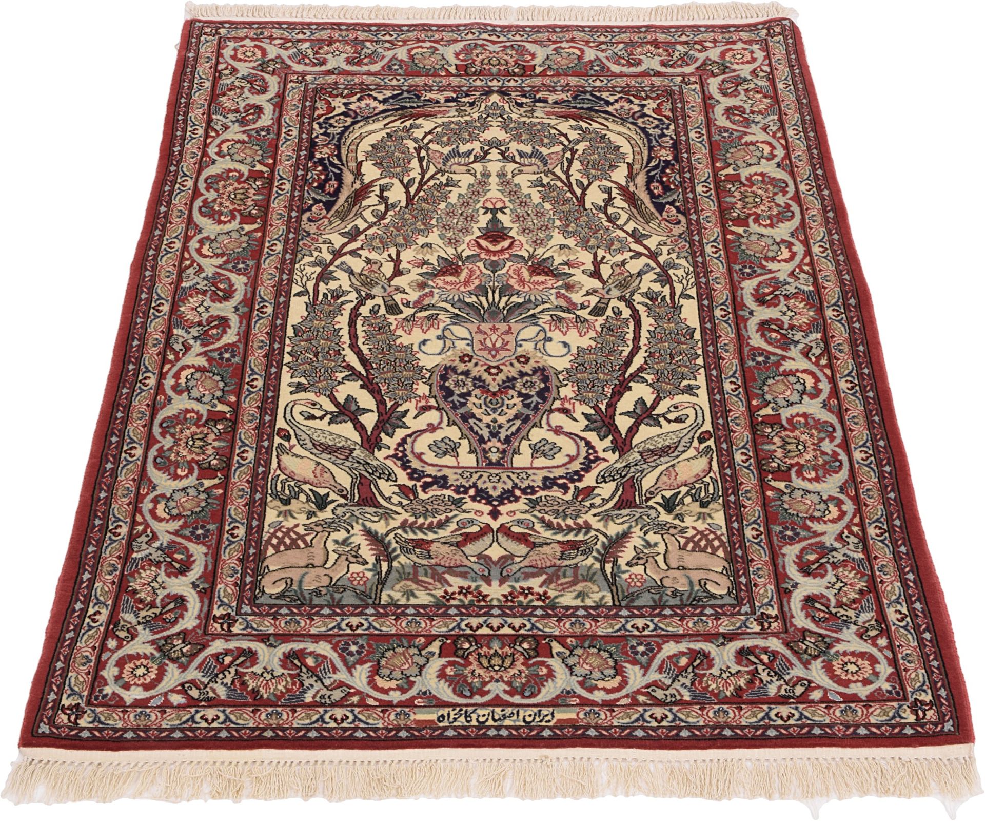 Isfahan Perserteppich 100 × 186 cm aus Wolle, handgeknüpft