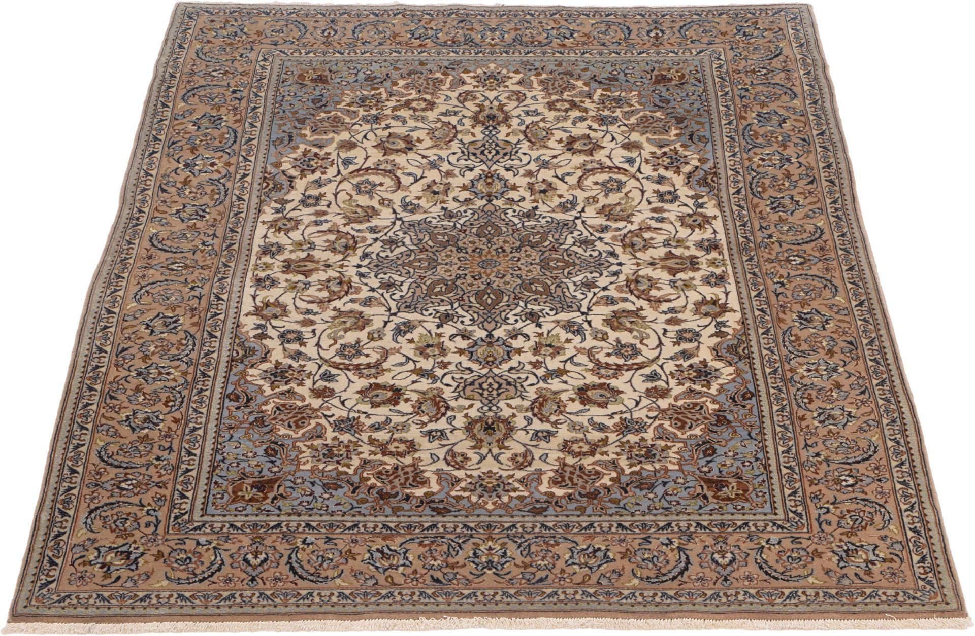 Isfahan Perserteppich 110 × 167 cm aus Wolle & Seide, handgeknüpft