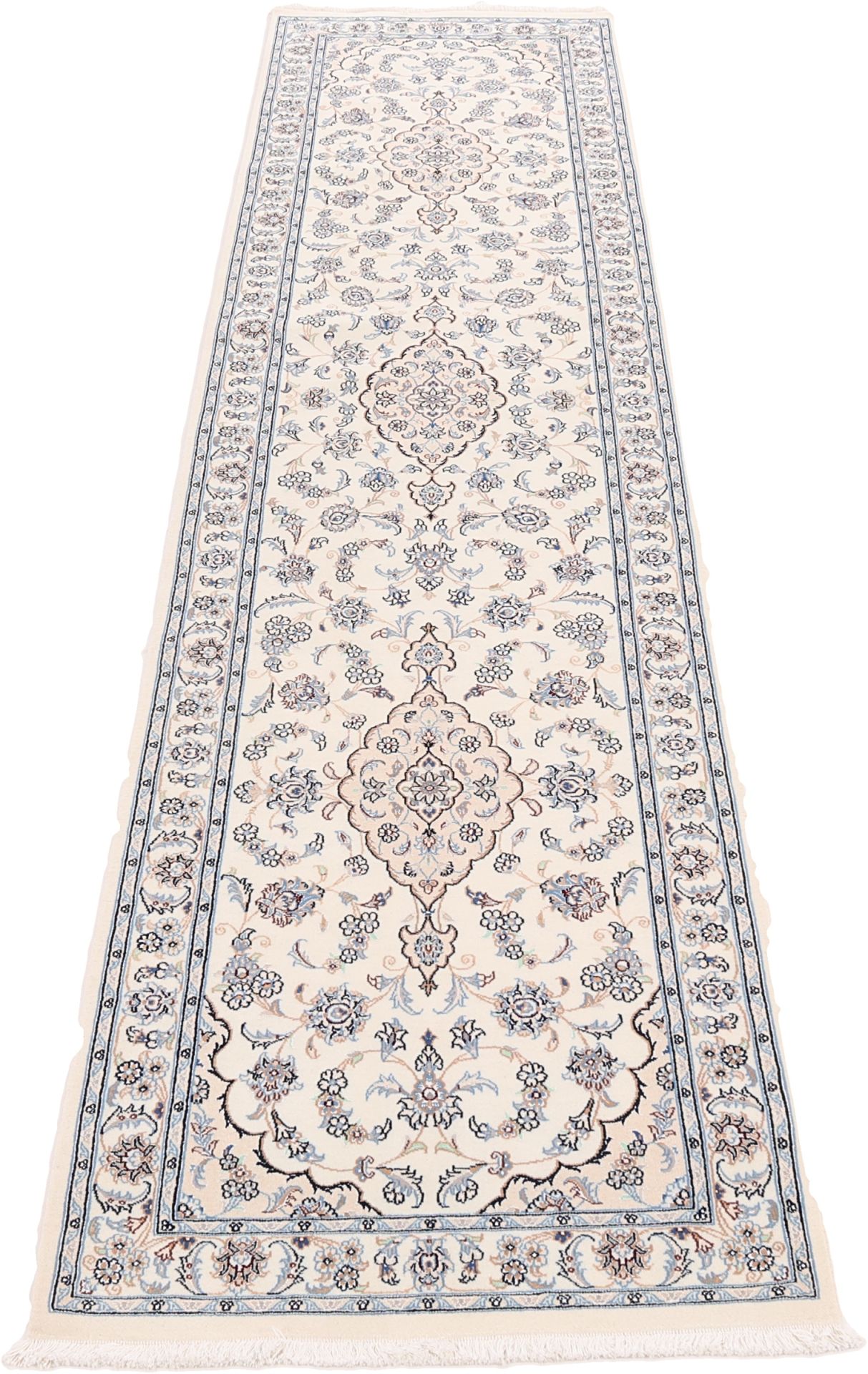 Handgeknüpfter Nain Perserteppich, 84 × 345 cm, Wolle & Seide