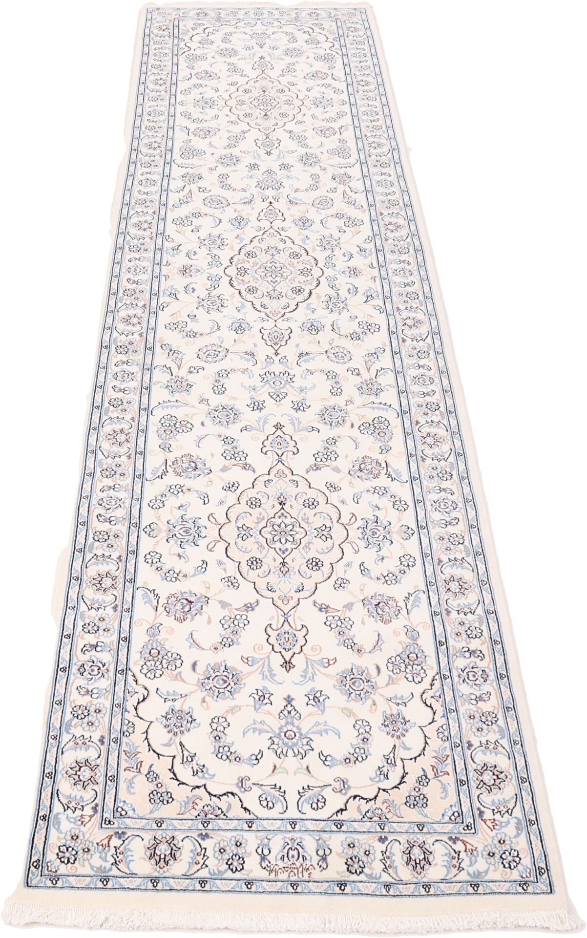 Handgeknüpfter Nain Perserteppich, 84 × 345 cm, Wolle & Seide