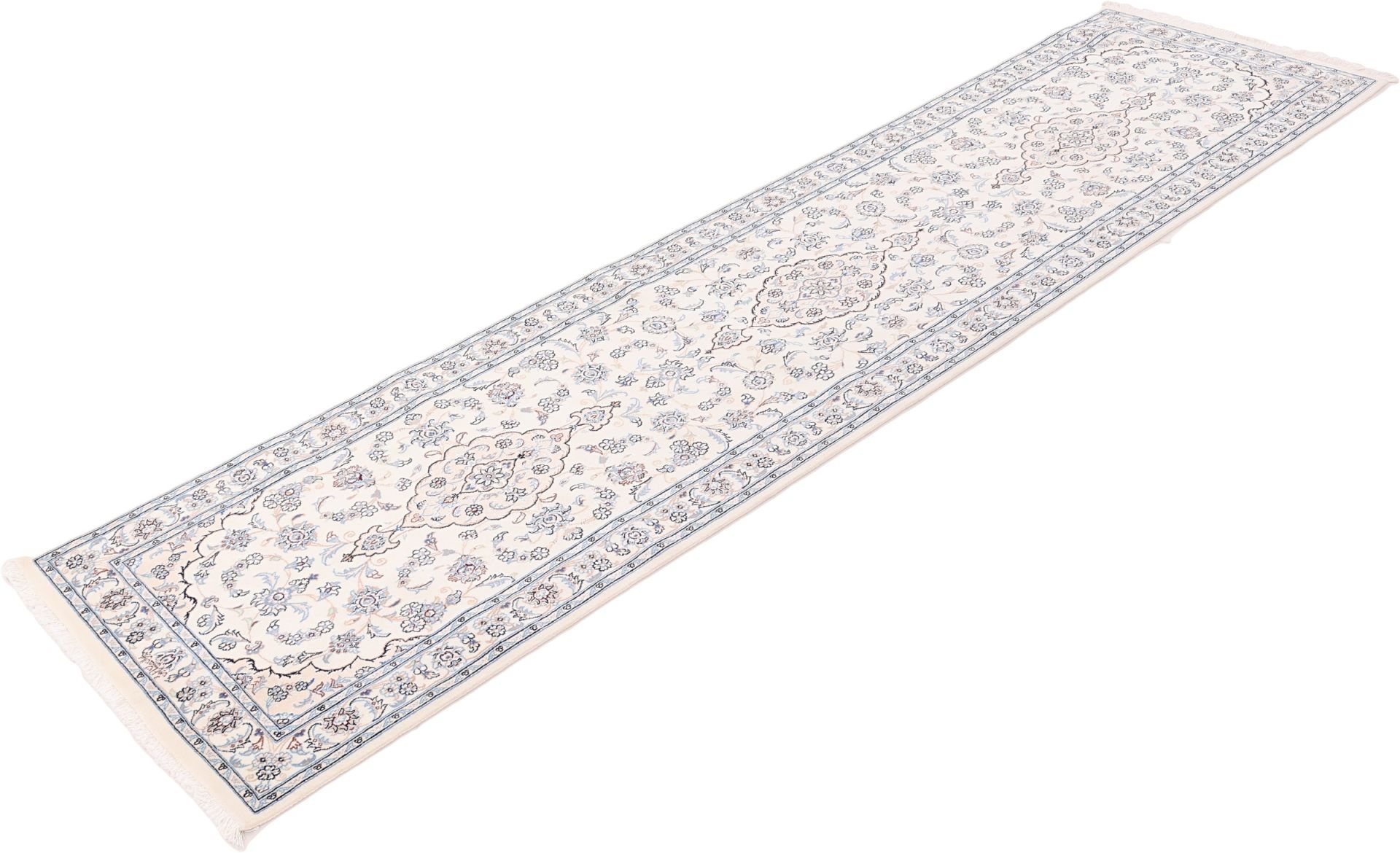 Handgeknüpfter Nain Perserteppich, 84 × 345 cm, Wolle & Seide