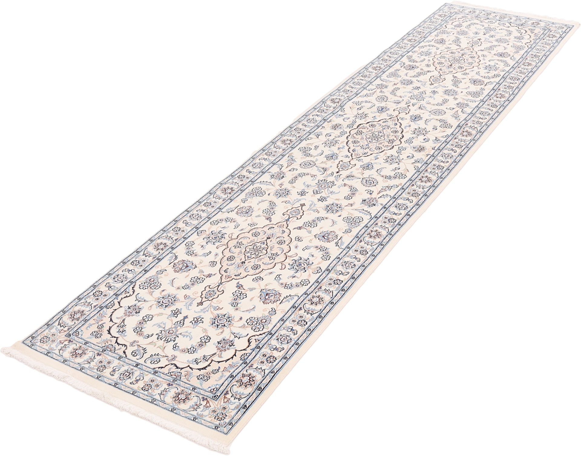 Handgeknüpfter Nain Perserteppich, 84 × 345 cm, Wolle & Seide