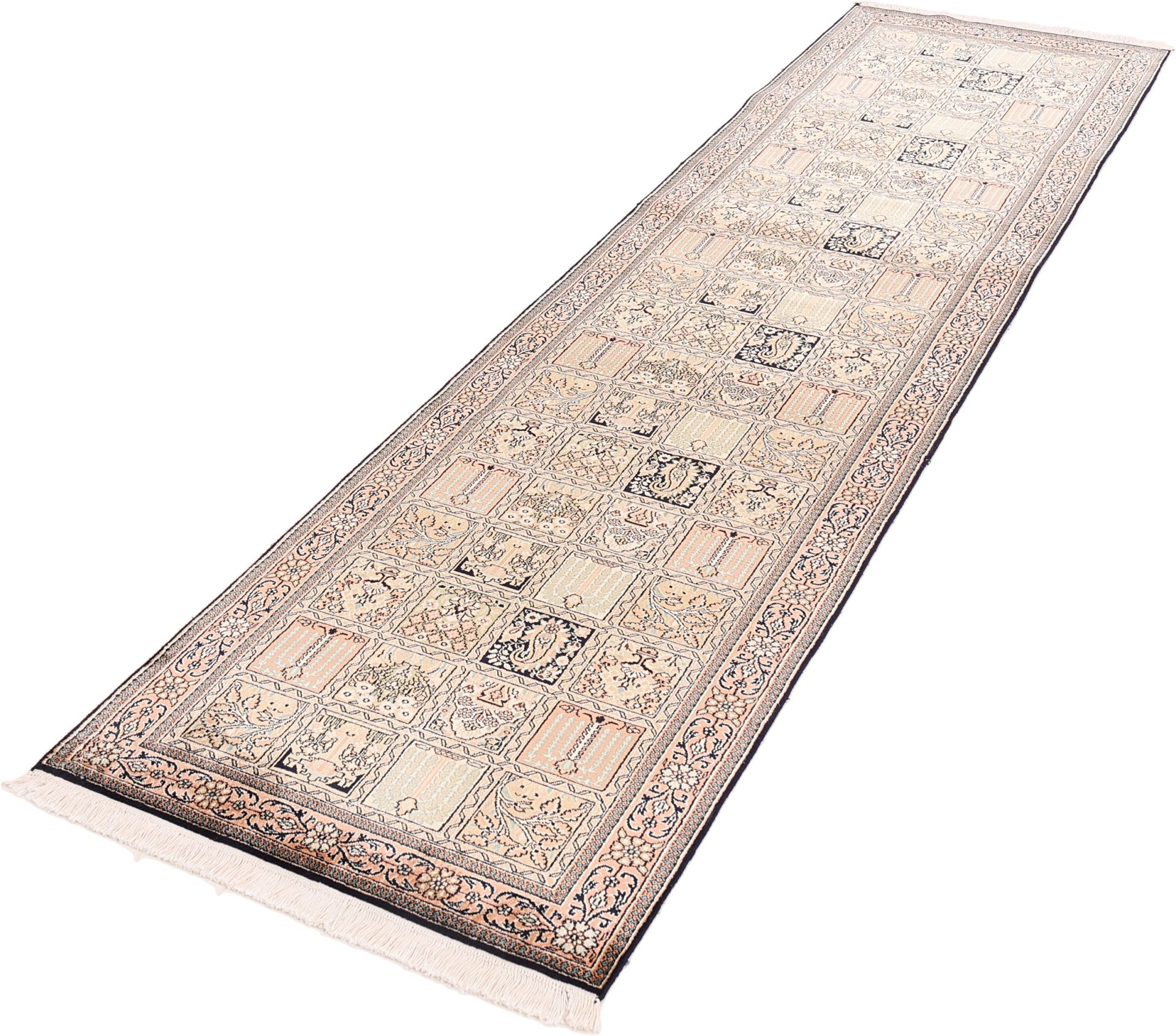 Kashmir Perserteppich 81 × 311 cm aus Seide, handgeknüpft