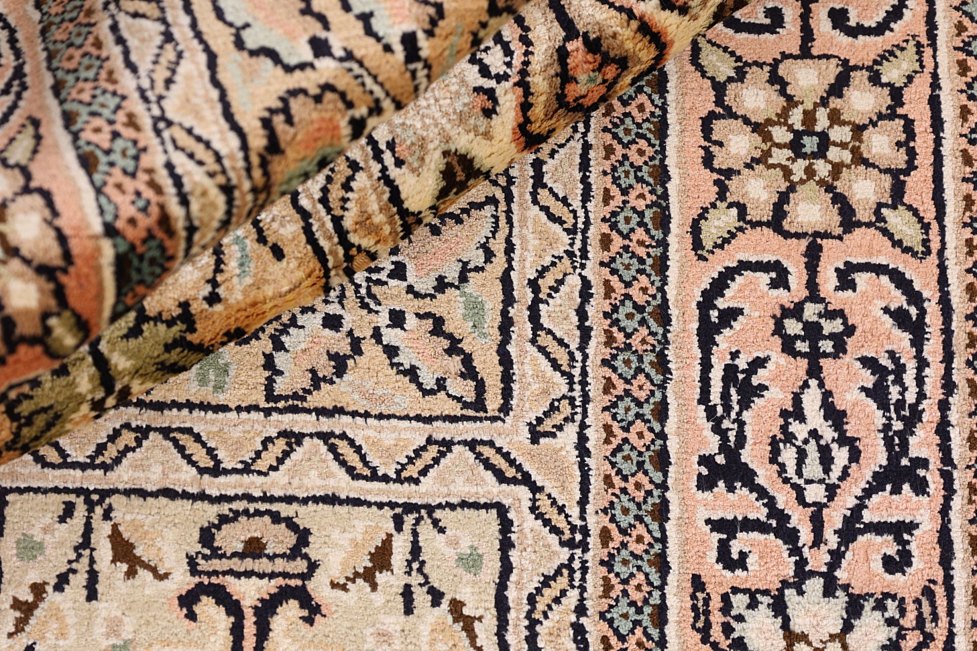 Kashmir Perserteppich 81 × 311 cm aus Seide, handgeknüpft