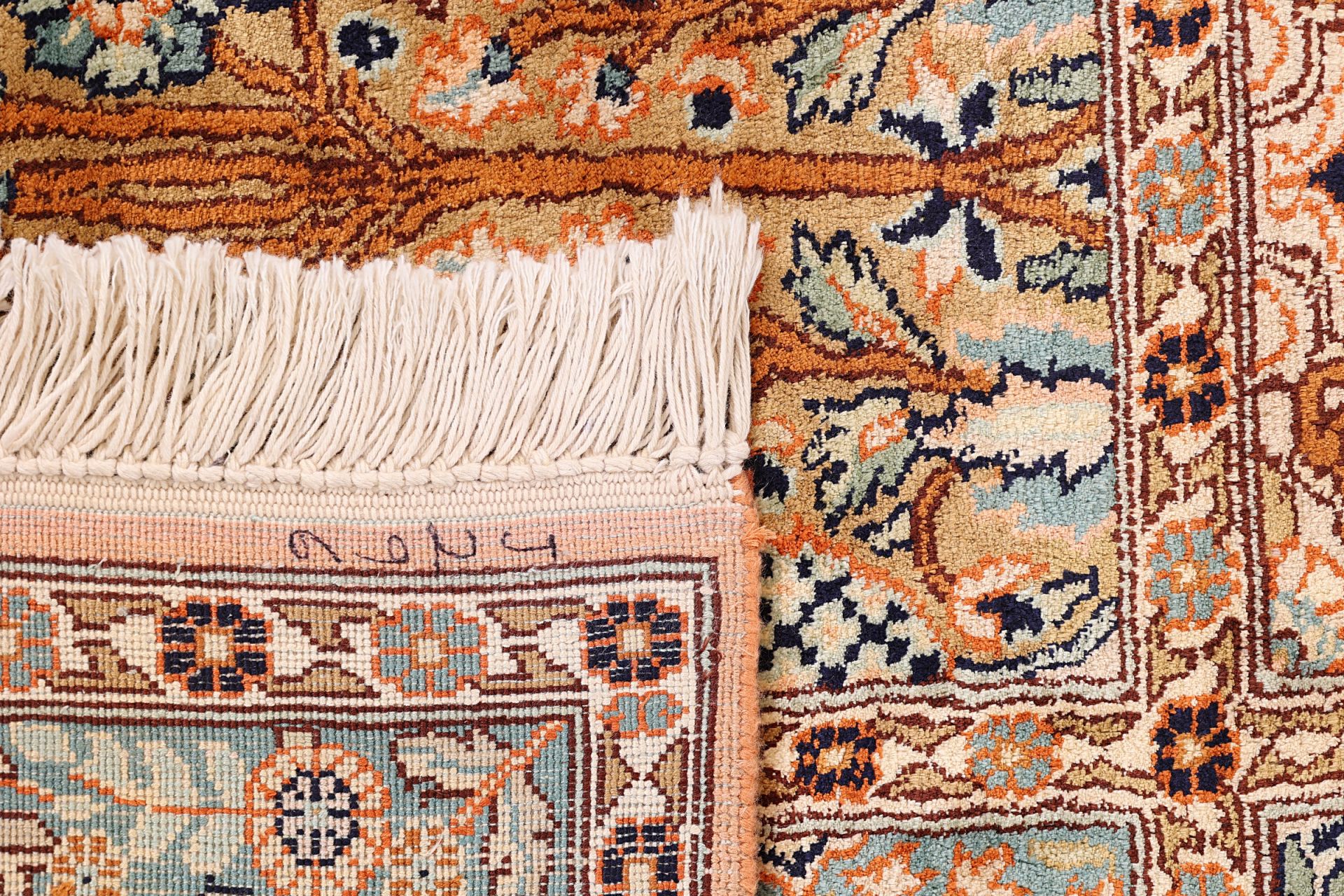 Handgeknüpfter Kashmir Perserteppich, 79 × 303 cm, Seide