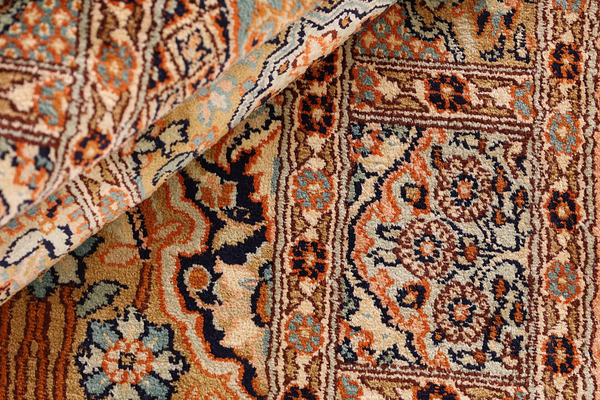 Handgeknüpfter Kashmir Perserteppich, 79 × 303 cm, Seide