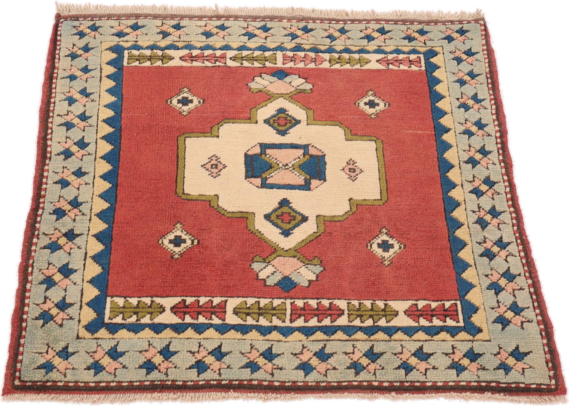 Handgeknüpfter Perserteppich, 95 × 92 cm, Wolle