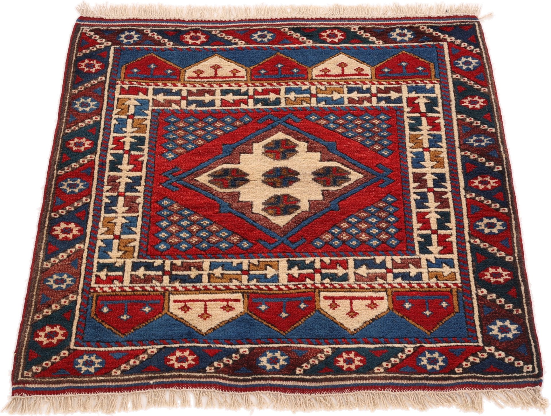 Handgeknüpfter Perserteppich, 91 × 96 cm, Wolle