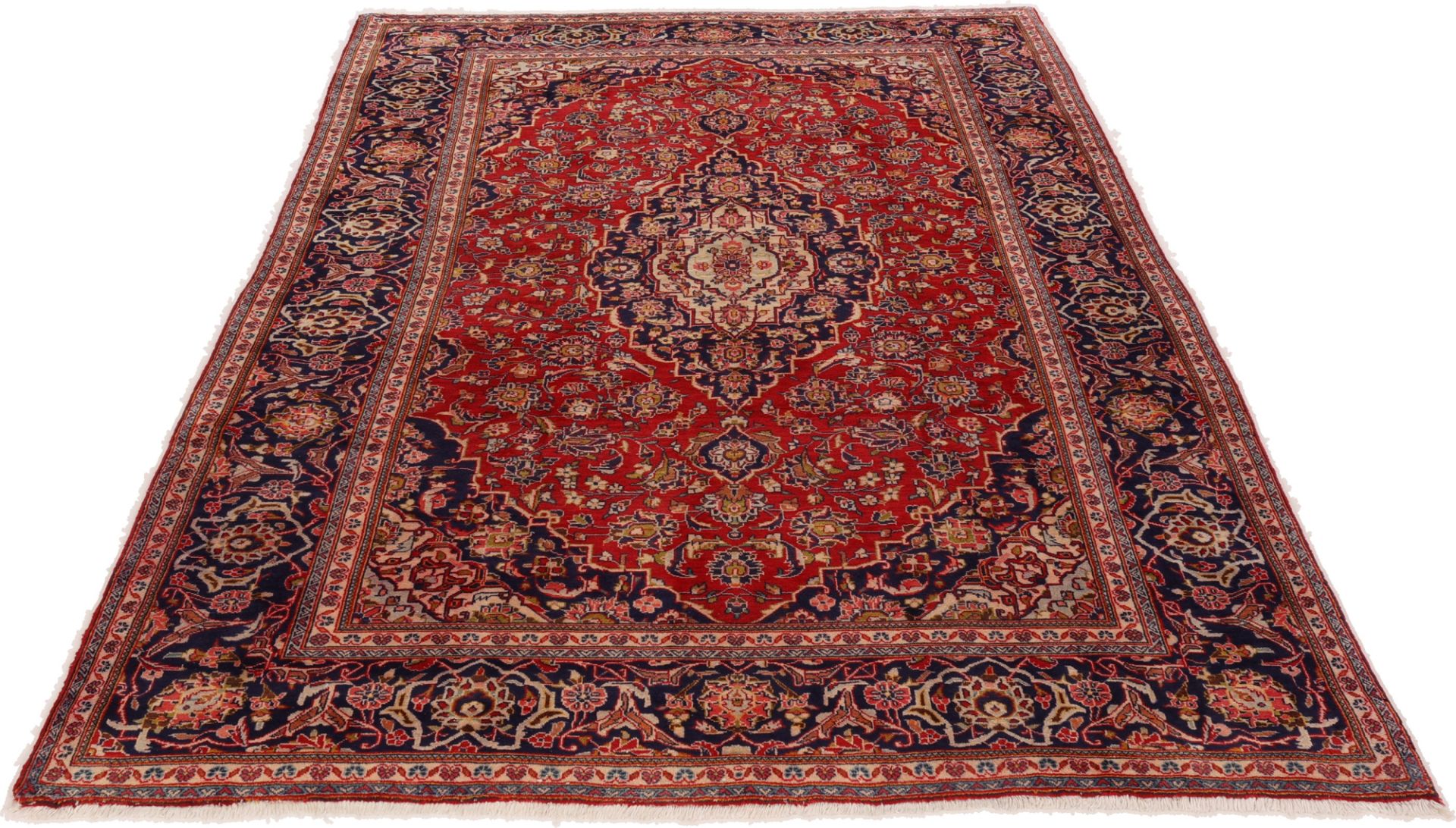 Handgeknüpfter Kashan Perserteppich, 195 × 294 cm, Wolle