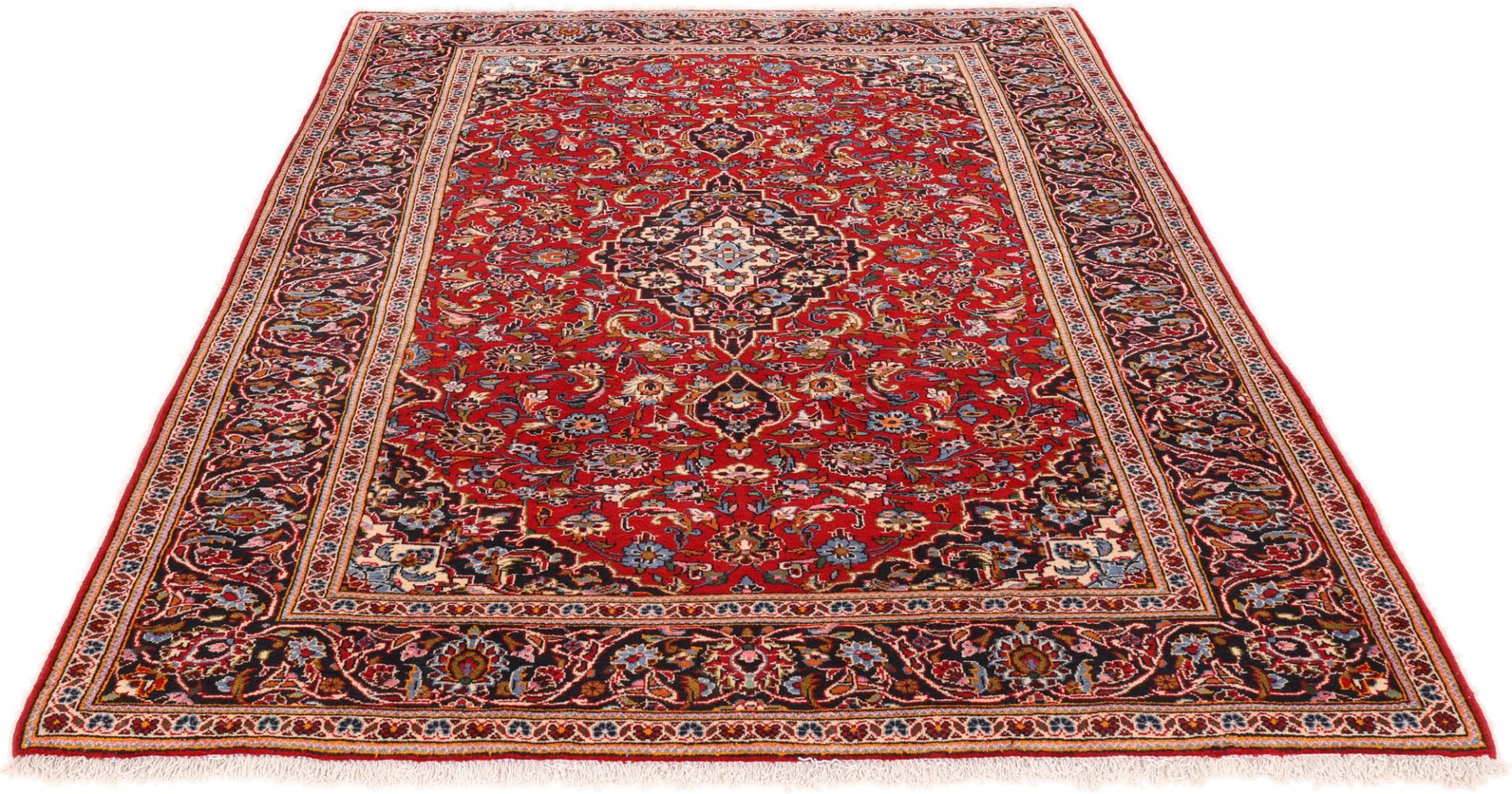 Handgeknüpfter Kashan Perserteppich, 206 × 305 cm, Wolle & Seide