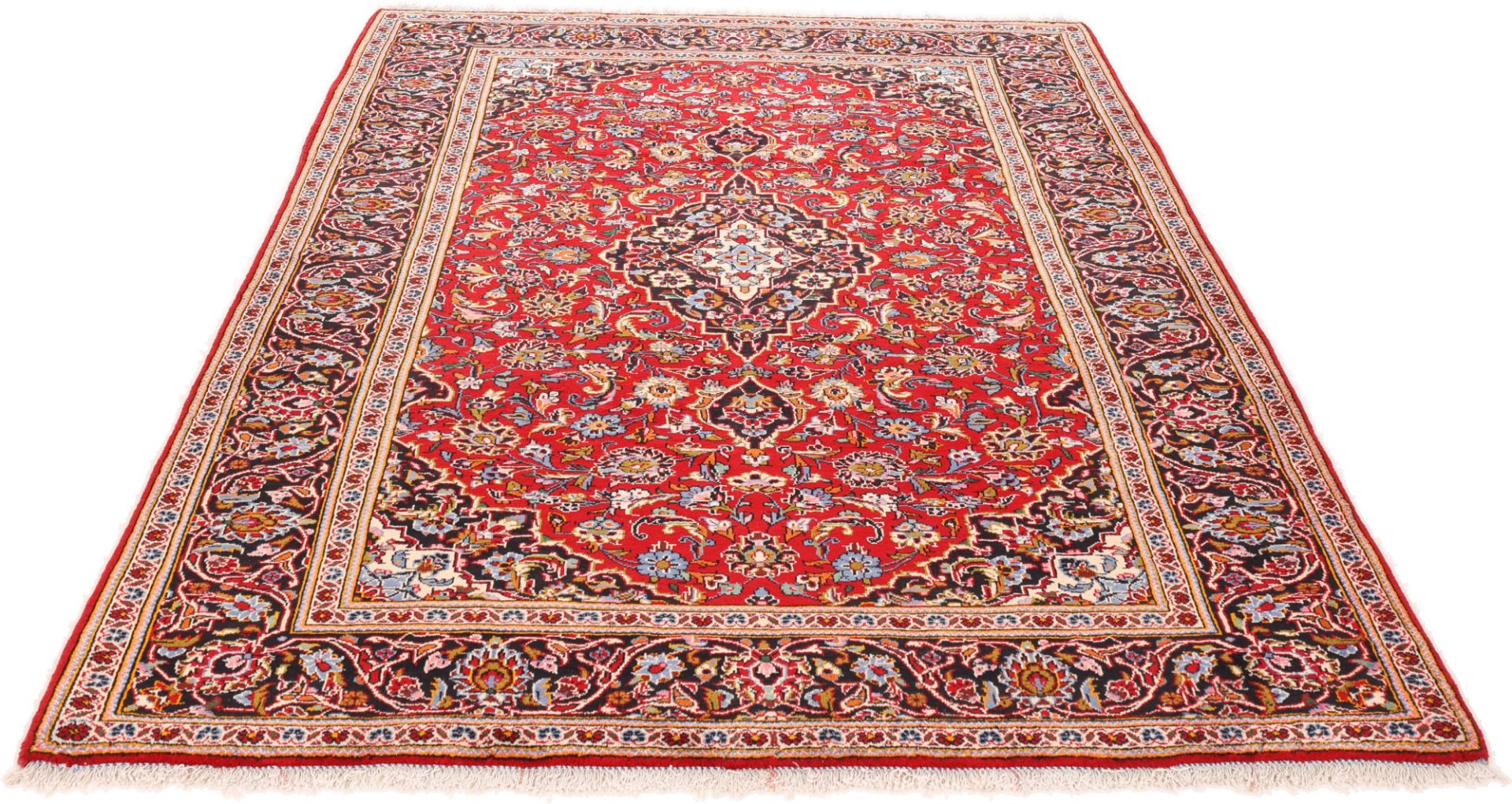 Handgeknüpfter Kashan Perserteppich, 206 × 305 cm, Wolle & Seide