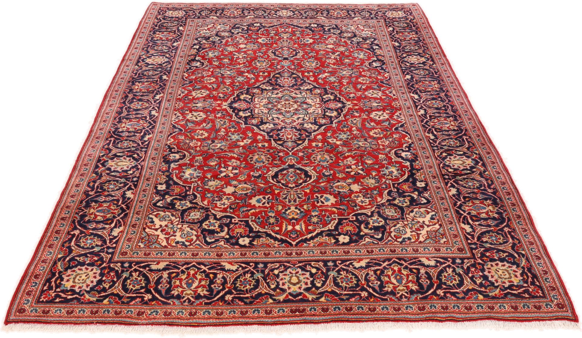Handgeknüpfter Kashan Perserteppich, 200 × 308 cm, Wolle & Seide