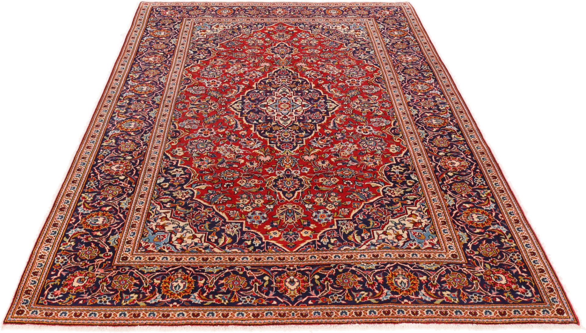 Handgeknüpfter Kashan Perserteppich, 203 × 318 cm, Wolle & Seide