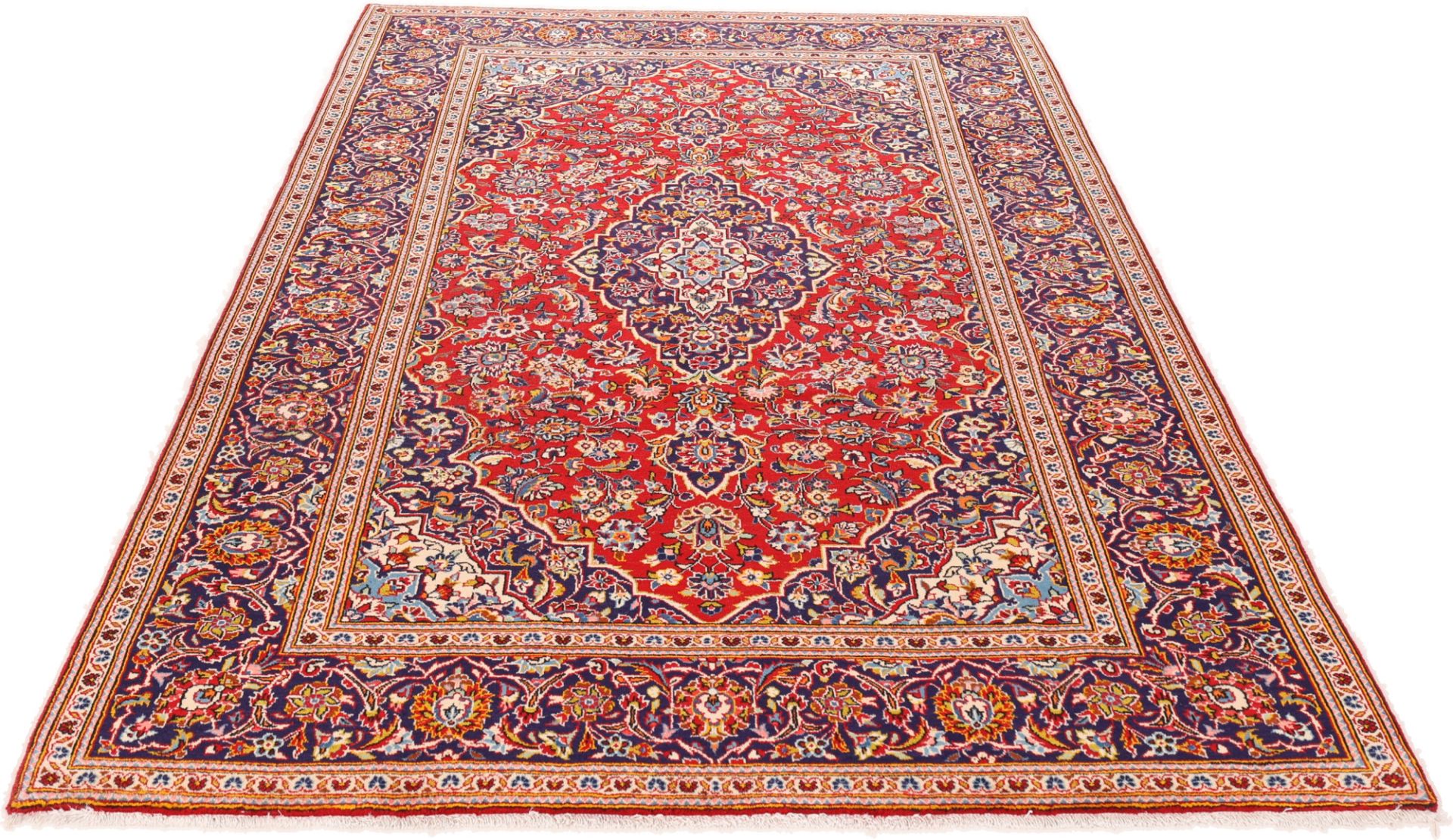 Handgeknüpfter Kashan Perserteppich, 203 × 318 cm, Wolle & Seide