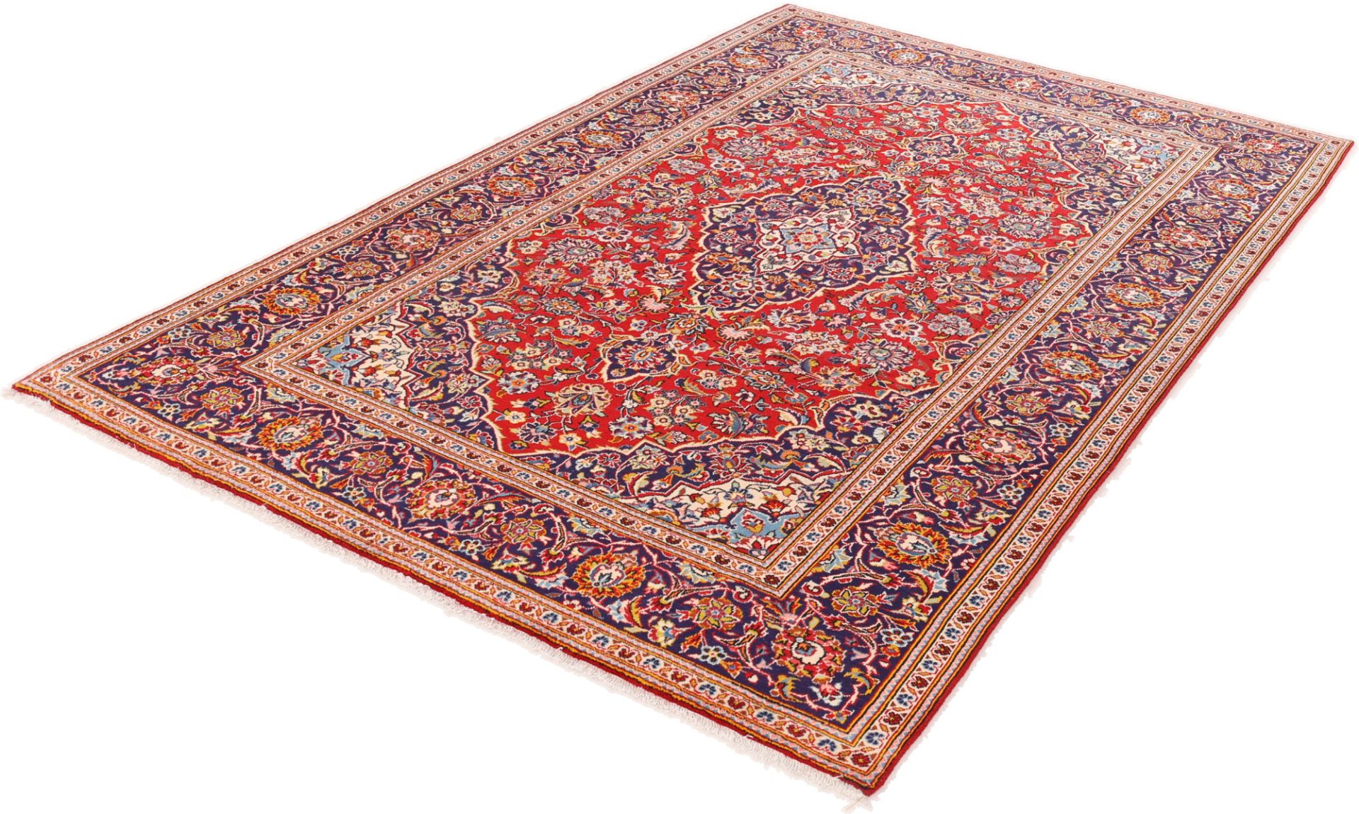 Handgeknüpfter Kashan Perserteppich, 203 × 318 cm, Wolle & Seide