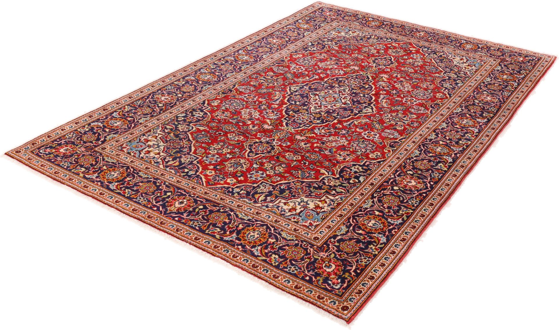 Handgeknüpfter Kashan Perserteppich, 203 × 318 cm, Wolle & Seide