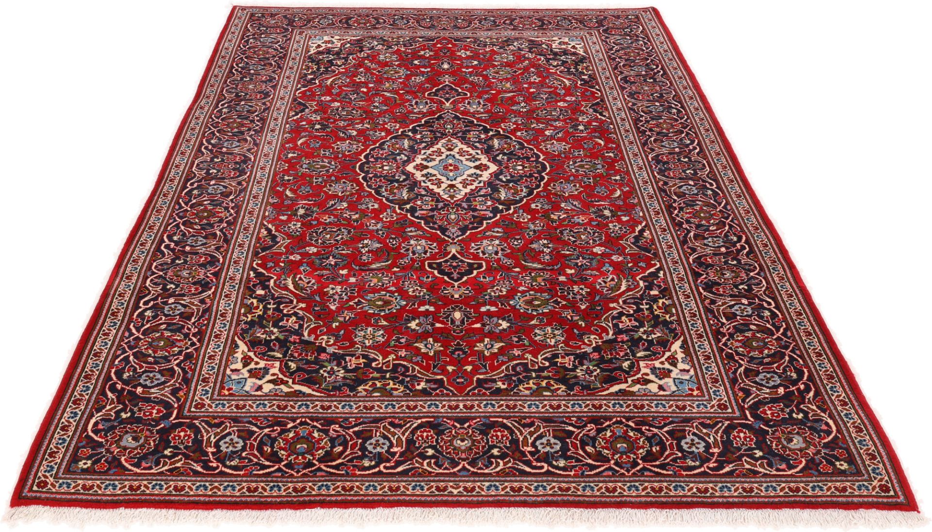 Handgeknüpfter Kashan Perserteppich, 208 × 315 cm, Wolle & Seide