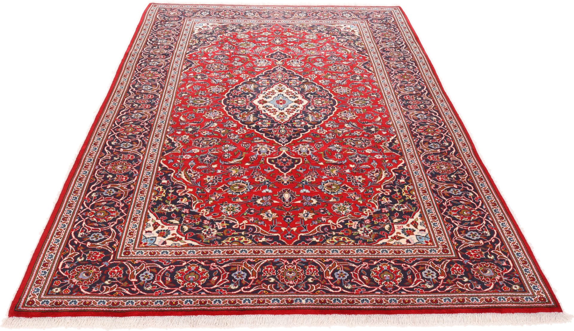 Handgeknüpfter Kashan Perserteppich, 208 × 315 cm, Wolle & Seide