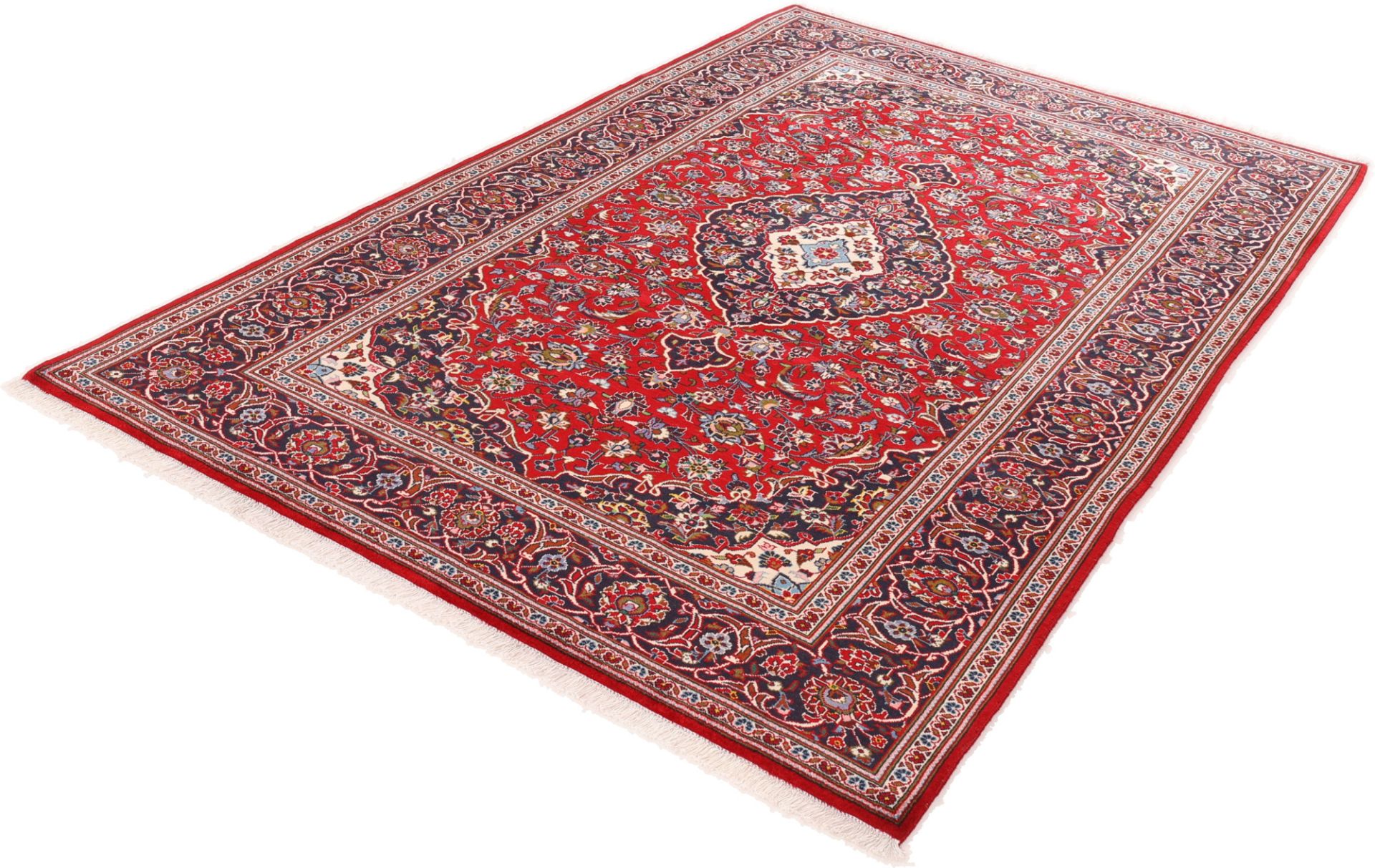 Handgeknüpfter Kashan Perserteppich, 208 × 315 cm, Wolle & Seide