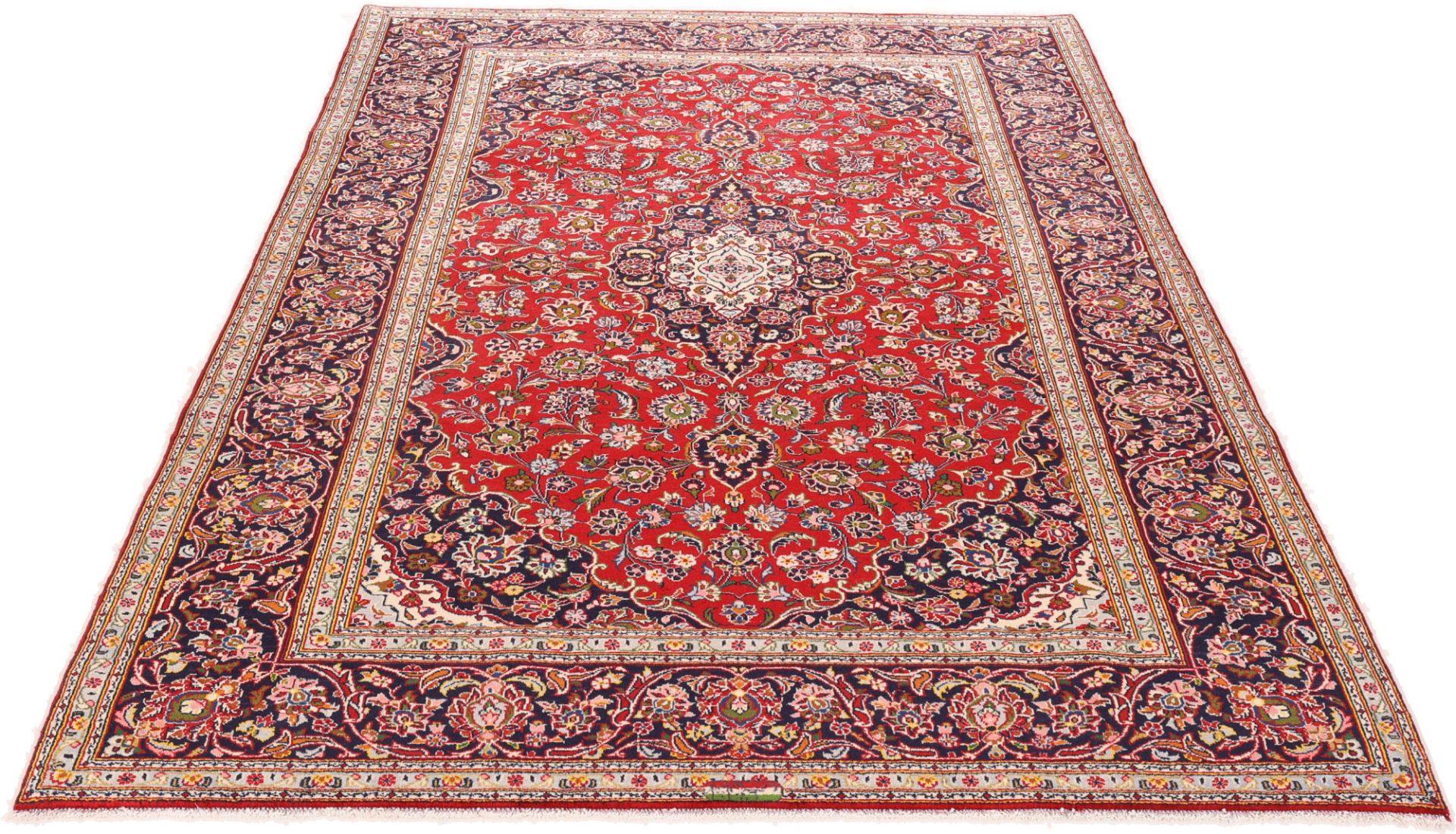 Handgeknüpfter Kashan Perserteppich, 210 × 297 cm, Wolle & Seide
