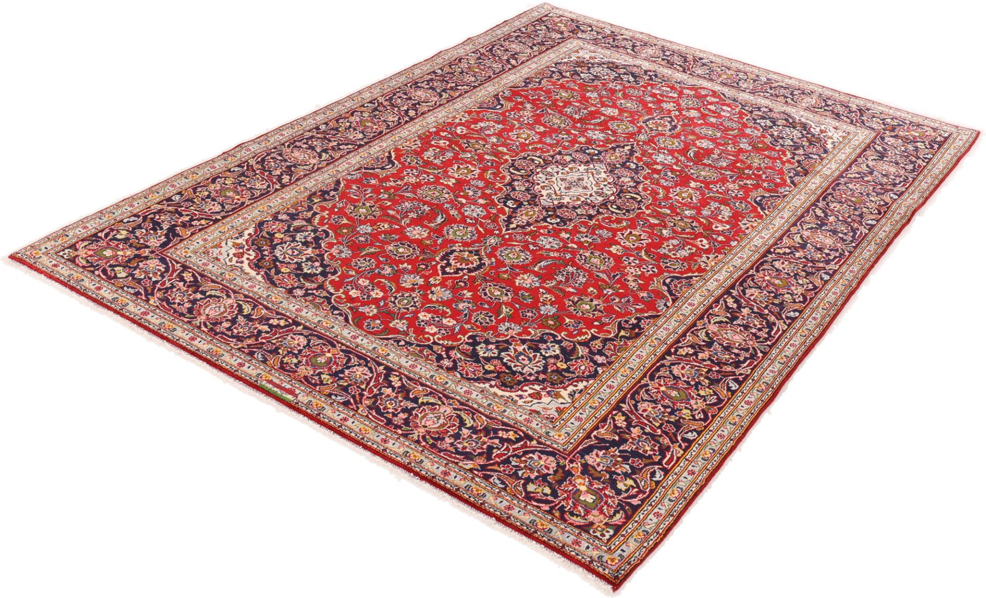 Handgeknüpfter Kashan Perserteppich, 210 × 297 cm, Wolle & Seide