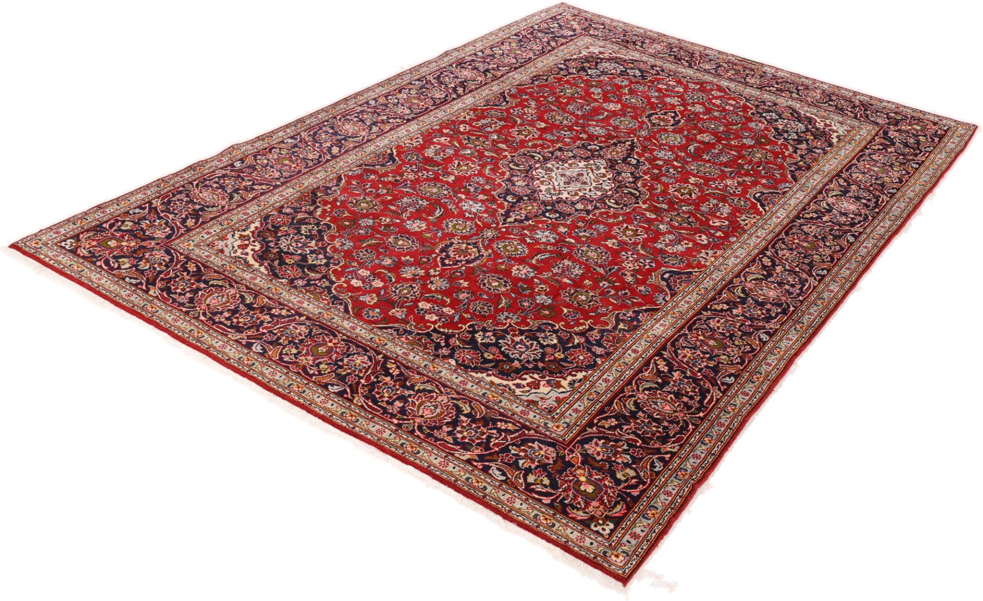 Handgeknüpfter Kashan Perserteppich, 210 × 297 cm, Wolle & Seide