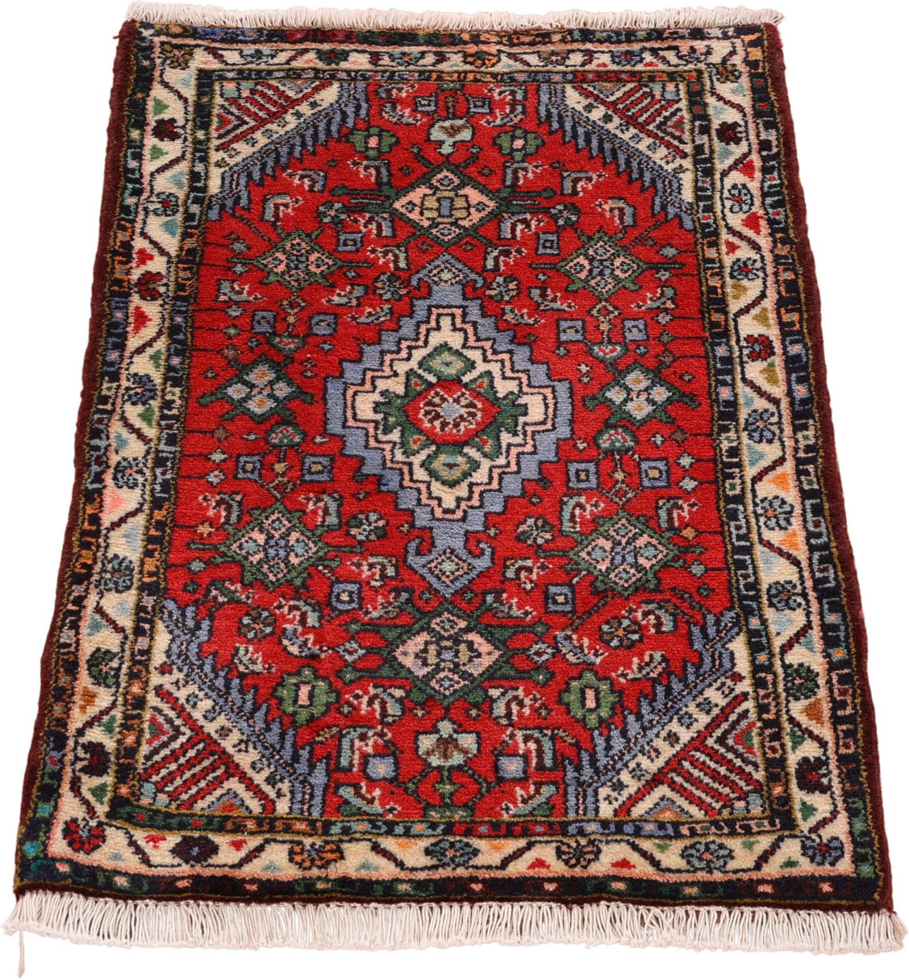 Handgeknüpfter Hamadan Perserteppich, 62 × 99 cm, Wolle