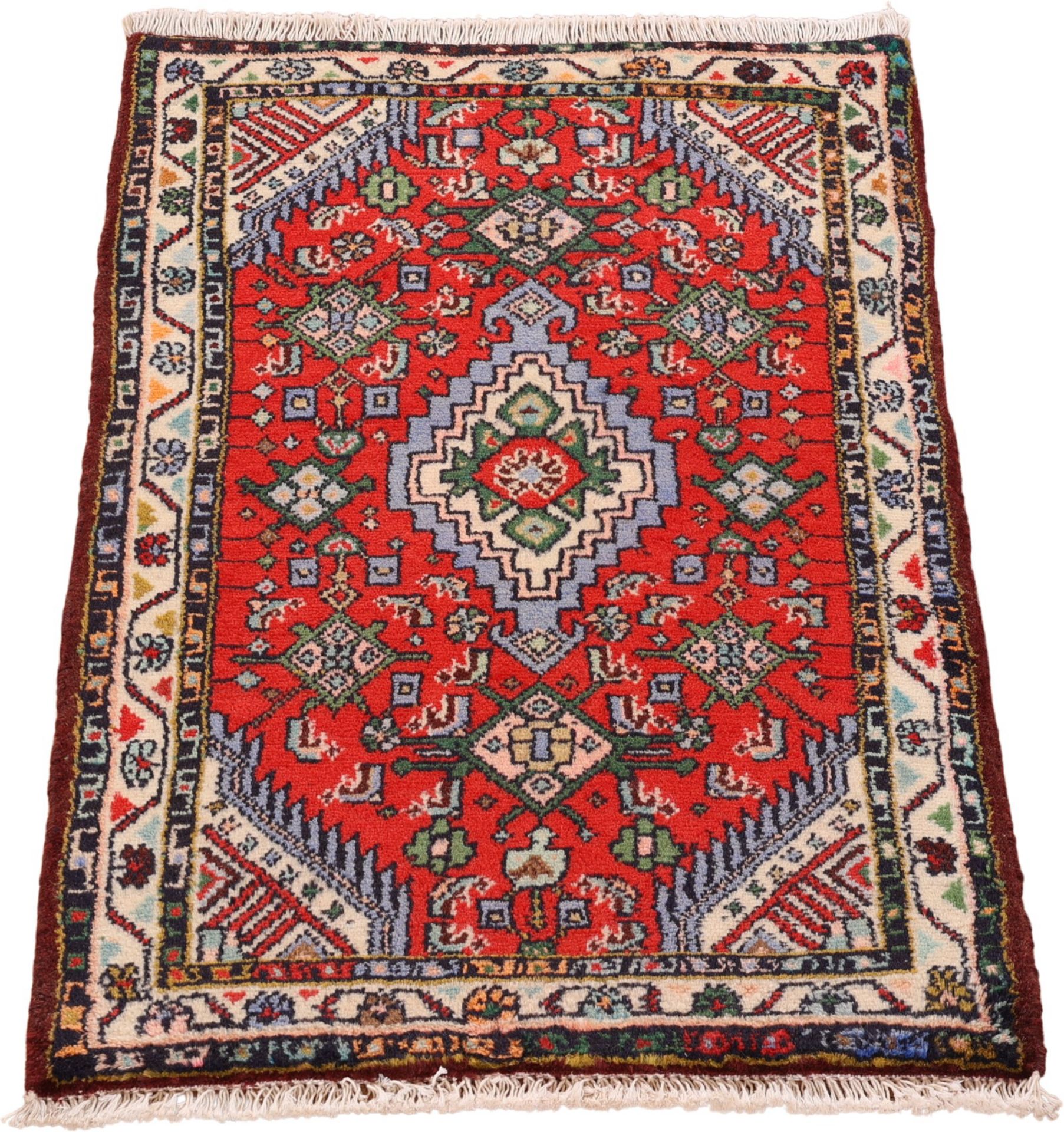 Handgeknüpfter Hamadan Perserteppich, 62 × 99 cm, Wolle