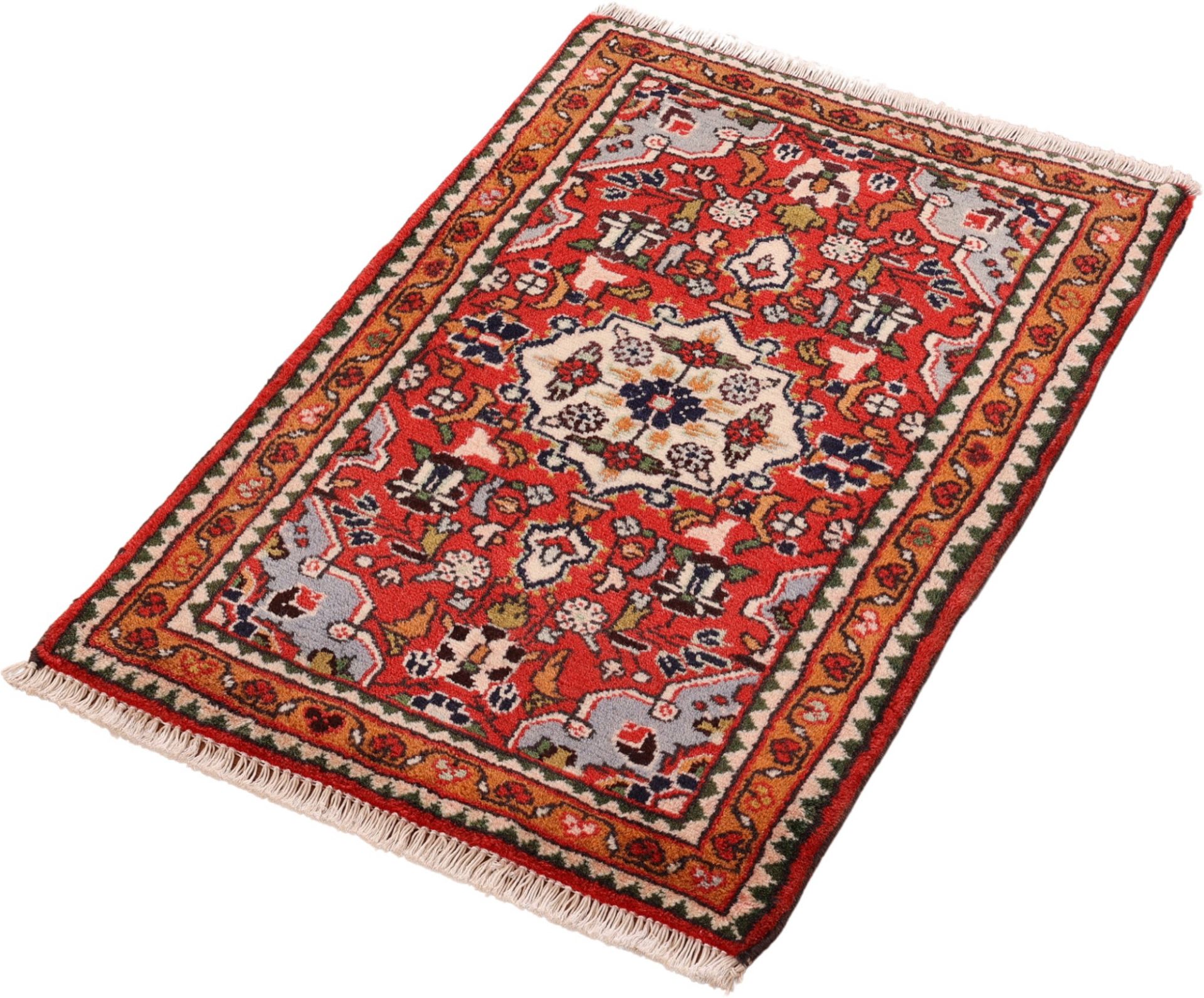 Hamadan Perserteppich 62 × 99 cm aus Wolle, handgeknüpft