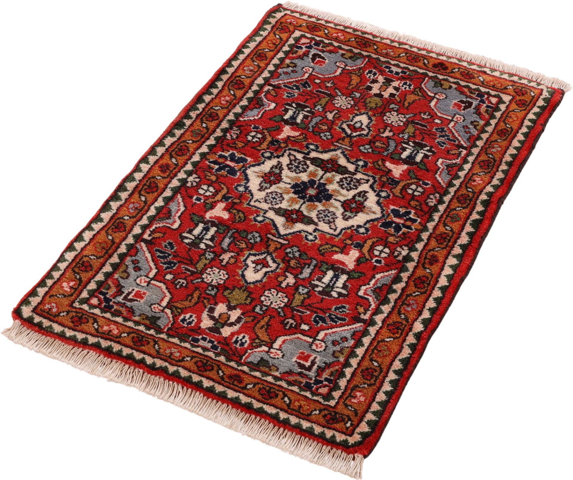 Hamadan Perserteppich 62 × 99 cm aus Wolle, handgeknüpft