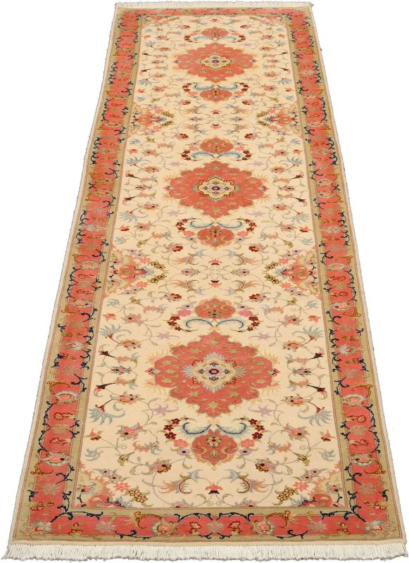 Täbriz Perserteppich 75 × 290 cm aus Wolle & Seide, handgeknüpft