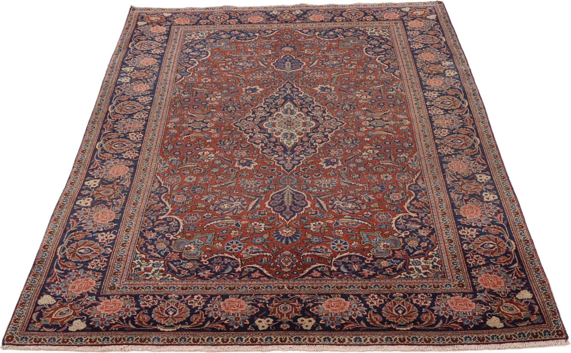 Kashan Perserteppich 128 × 207 cm aus Wolle, handgeknüpft