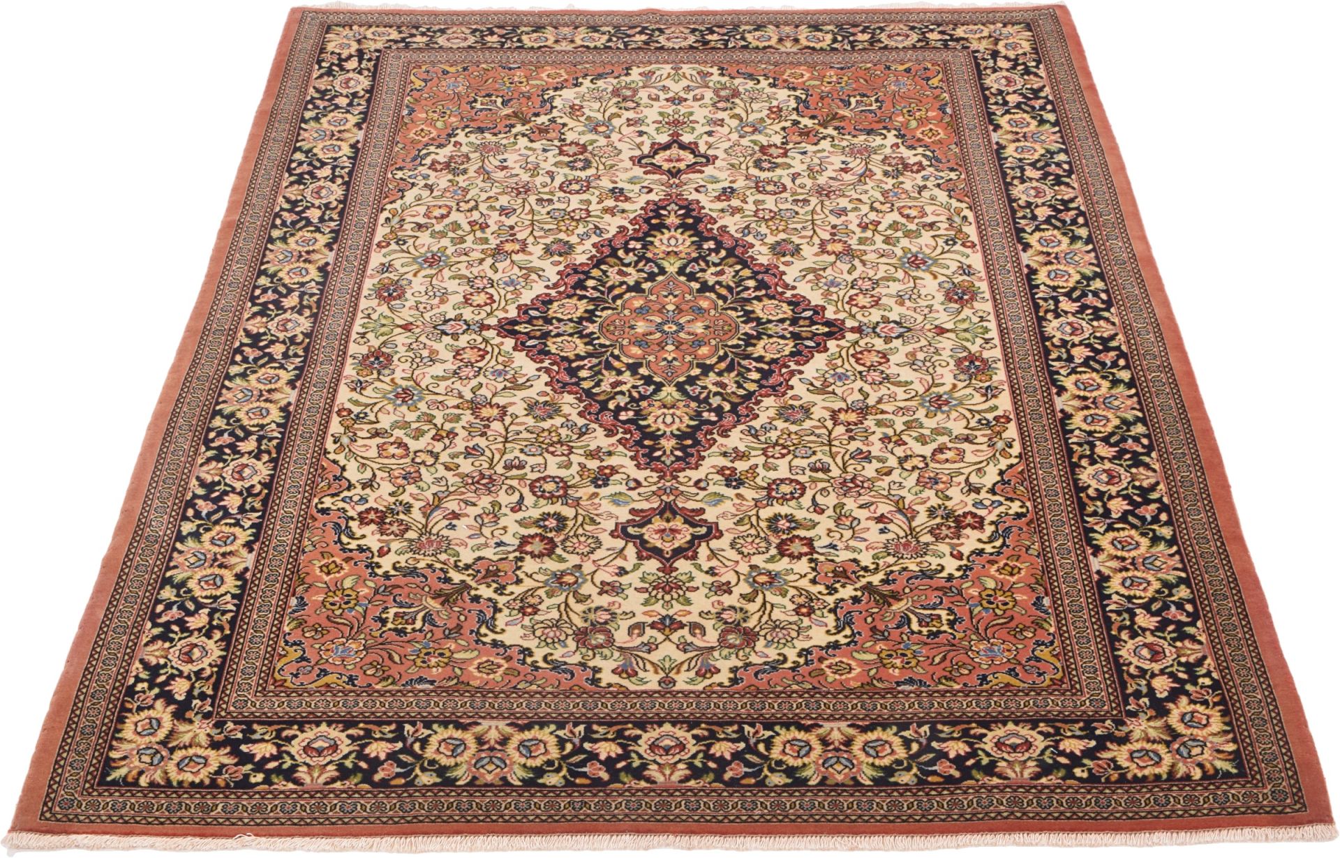 Ghom Perserteppich aus Iran, 105 × 150 cm