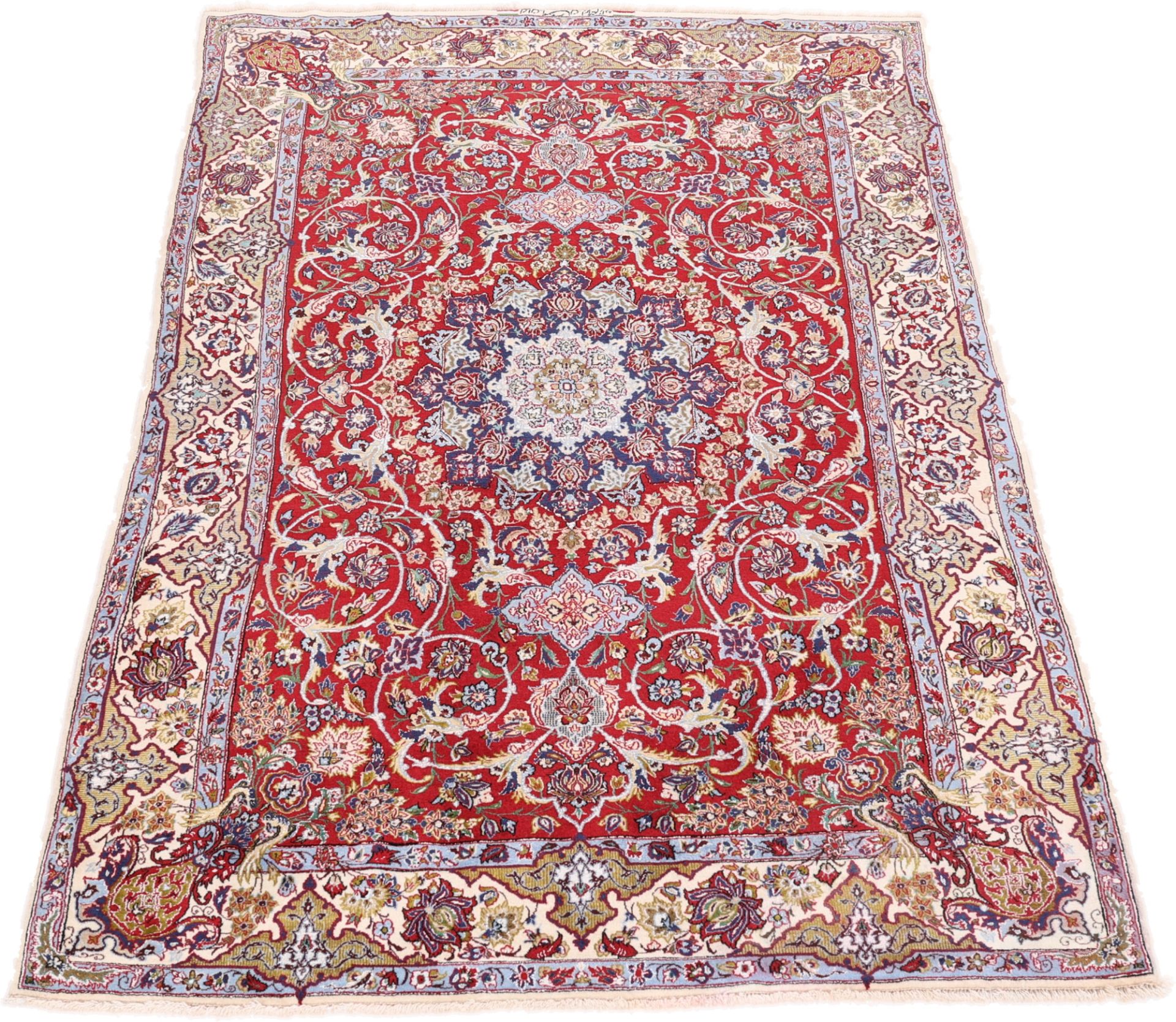 Handgeknüpfter Isfahan Perserteppich, 103 × 160 cm, Seide
