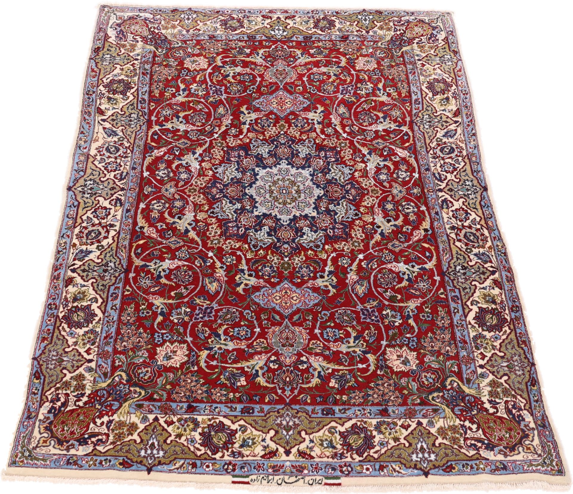 Handgeknüpfter Isfahan Perserteppich, 103 × 160 cm, Seide