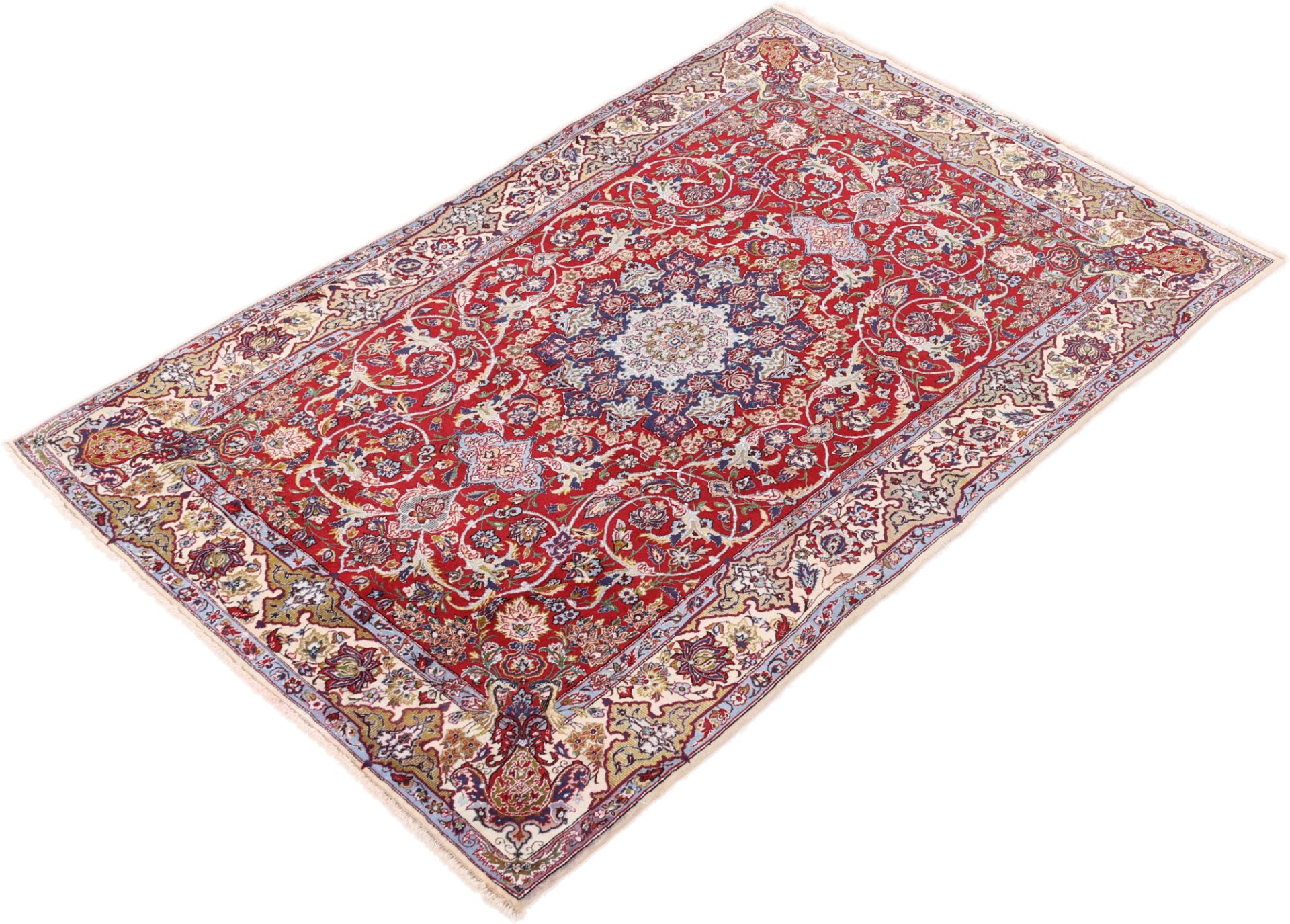 Handgeknüpfter Isfahan Perserteppich, 103 × 160 cm, Seide