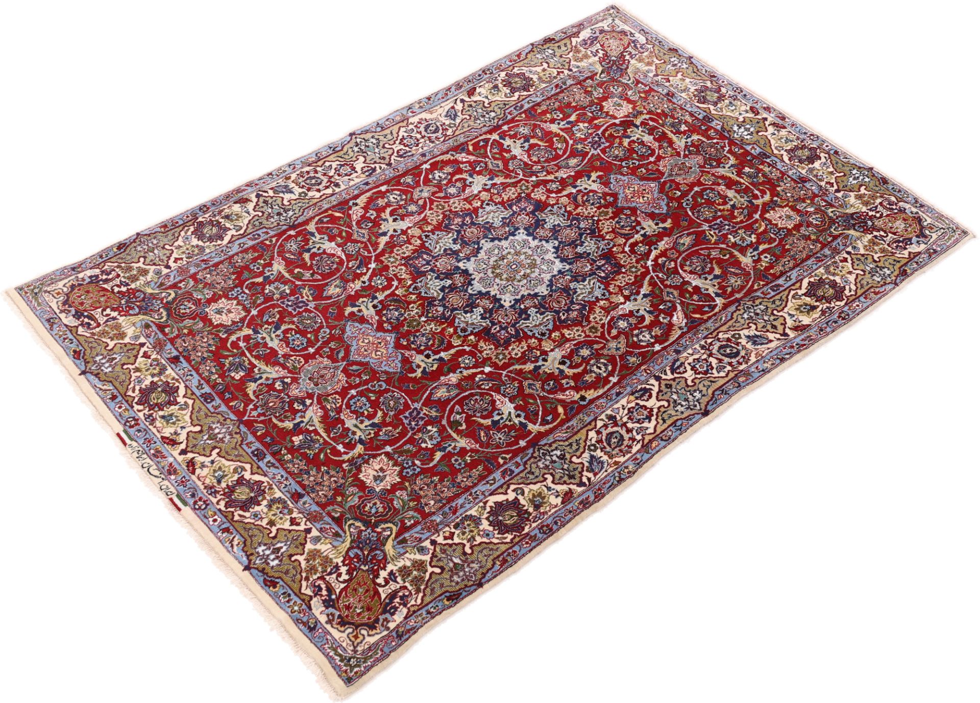 Handgeknüpfter Isfahan Perserteppich, 103 × 160 cm, Seide