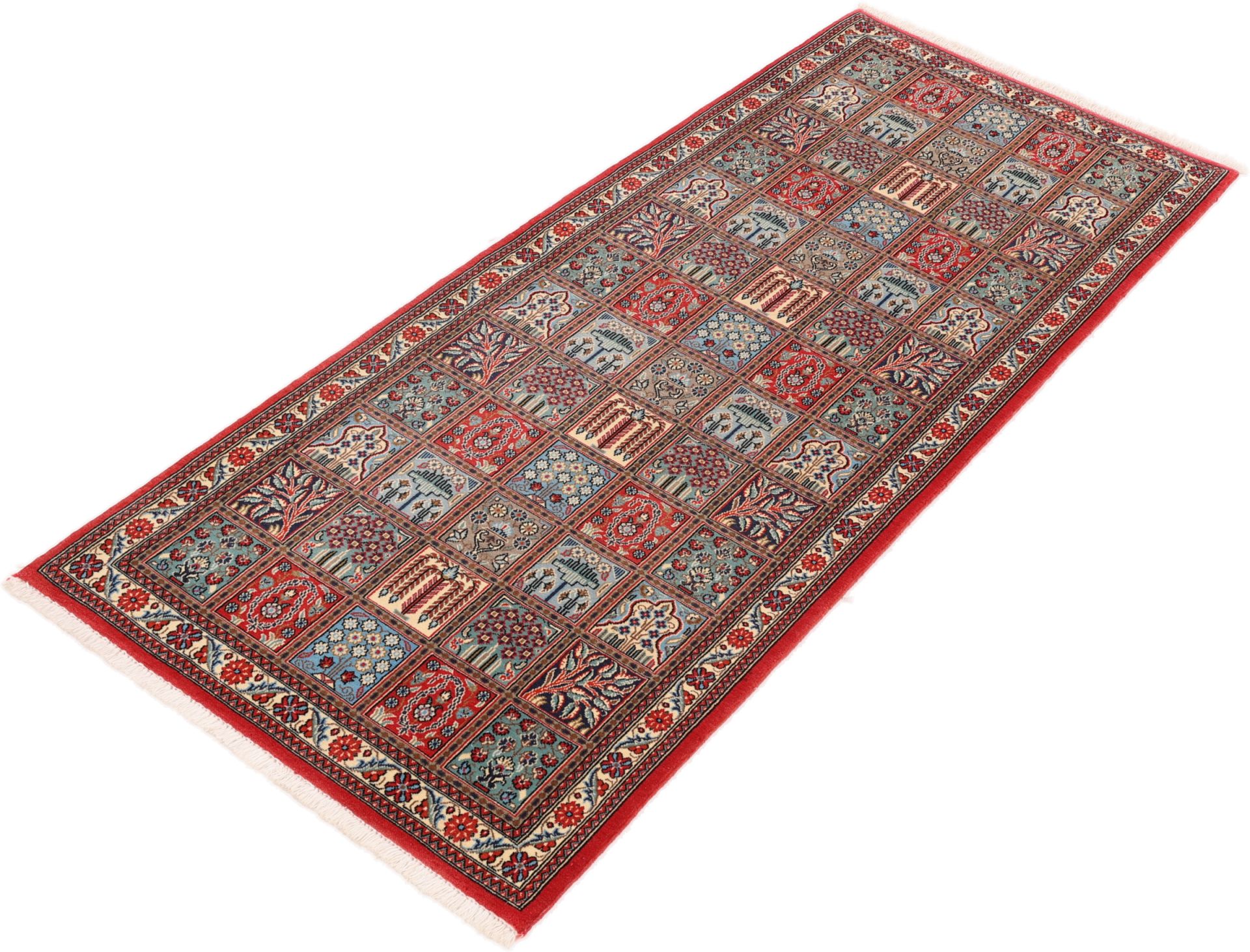 Ghom Perserteppich 80 × 195 cm aus Wolle & Seide, handgeknüpft