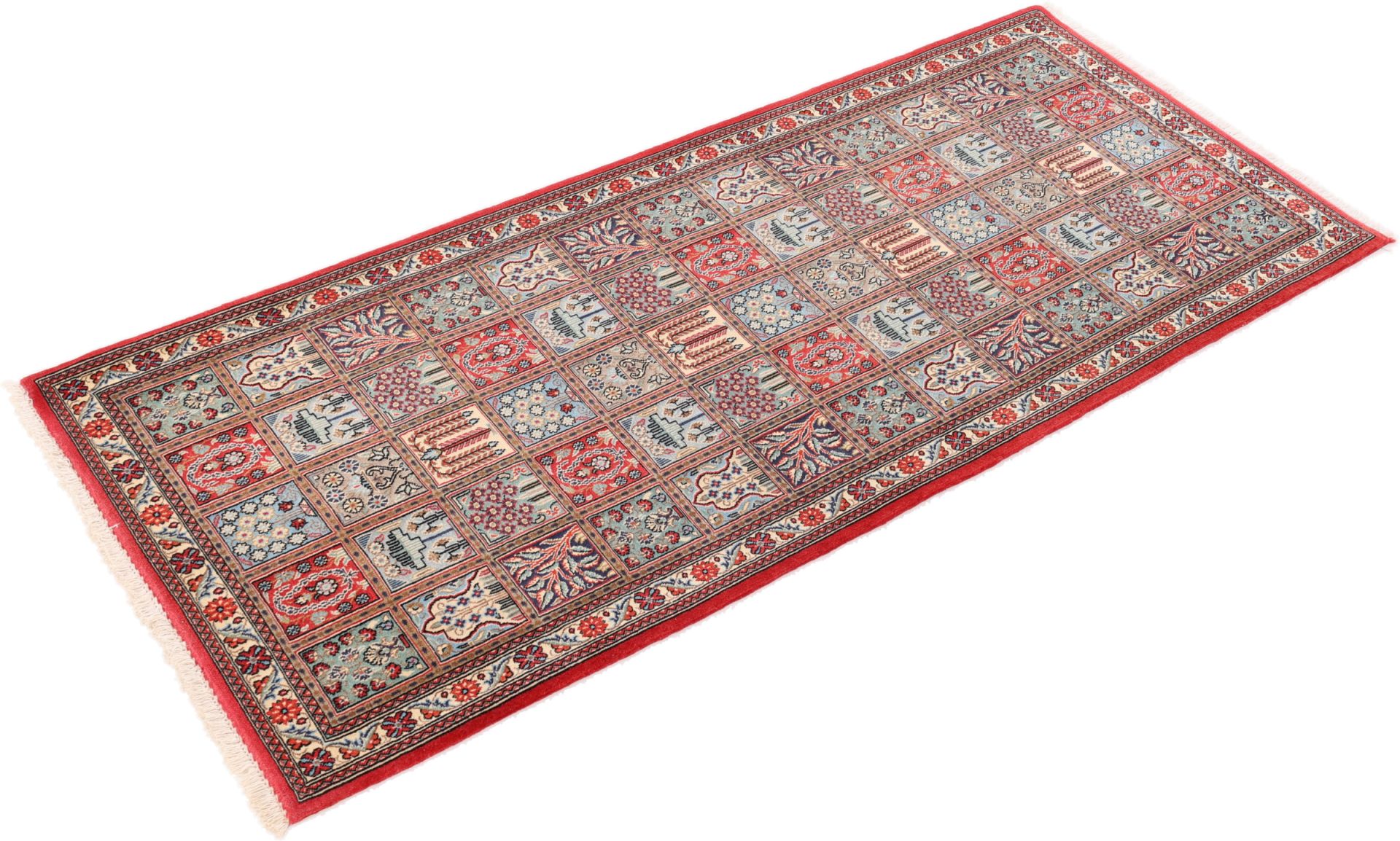 Ghom Perserteppich 80 × 195 cm aus Wolle & Seide, handgeknüpft