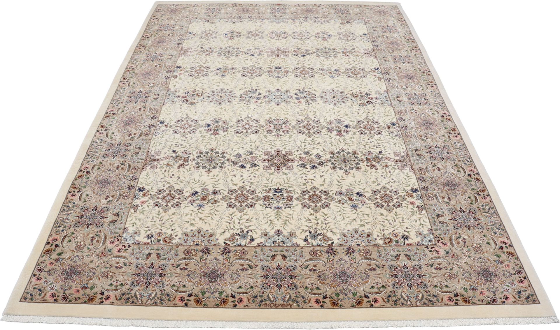 Handgeknüpfter Isfahan Perserteppich, 217 × 310 cm, Wolle & Seide