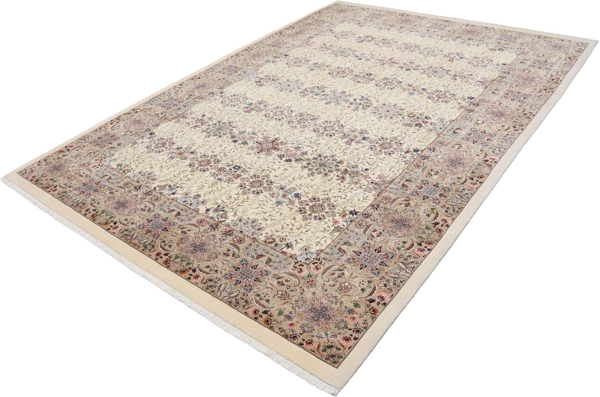 Handgeknüpfter Isfahan Perserteppich, 217 × 310 cm, Wolle & Seide
