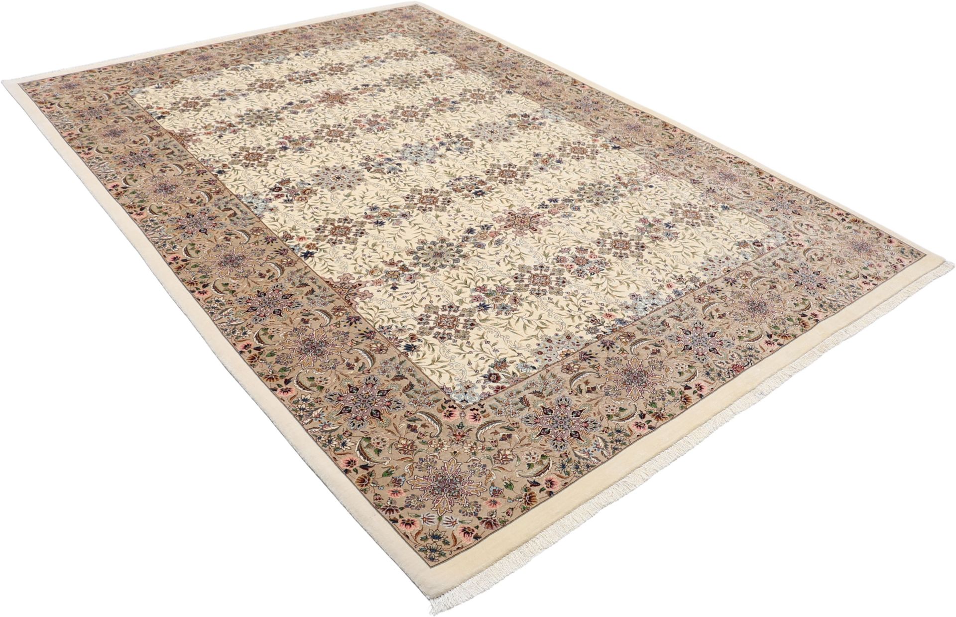 Handgeknüpfter Isfahan Perserteppich, 217 × 310 cm, Wolle & Seide