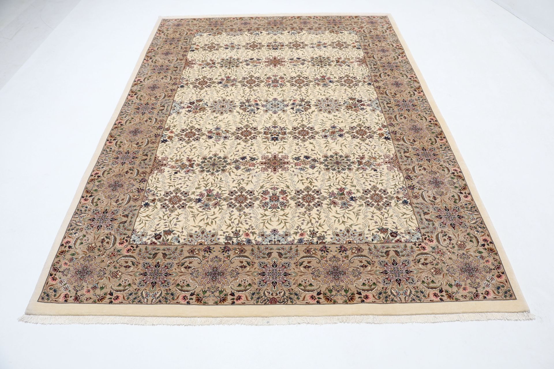Handgeknüpfter Isfahan Perserteppich, 217 × 310 cm, Wolle & Seide