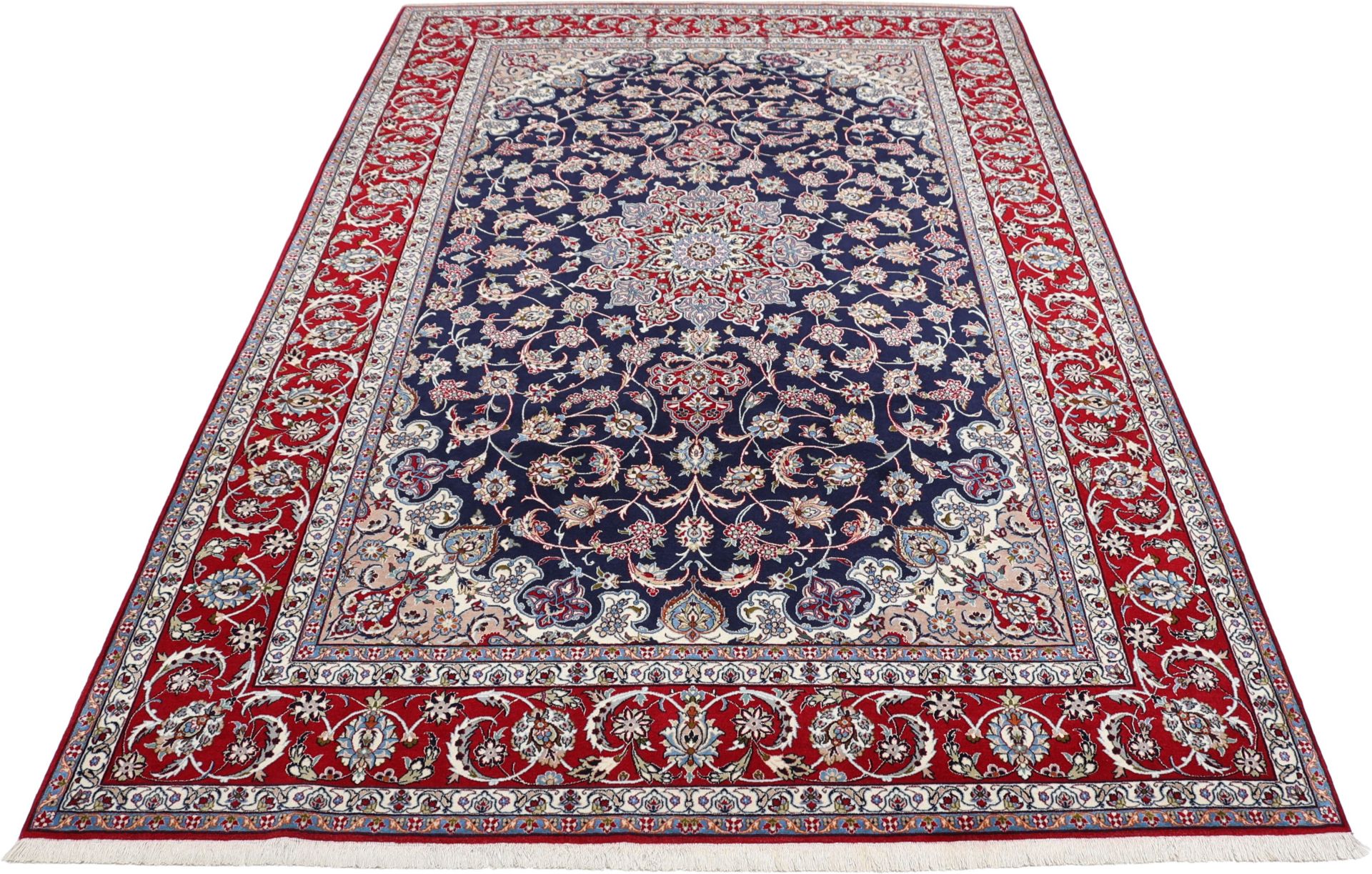 Handgeknüpfter Isfahan Perserteppich, 207 × 318 cm, Wolle & Seide