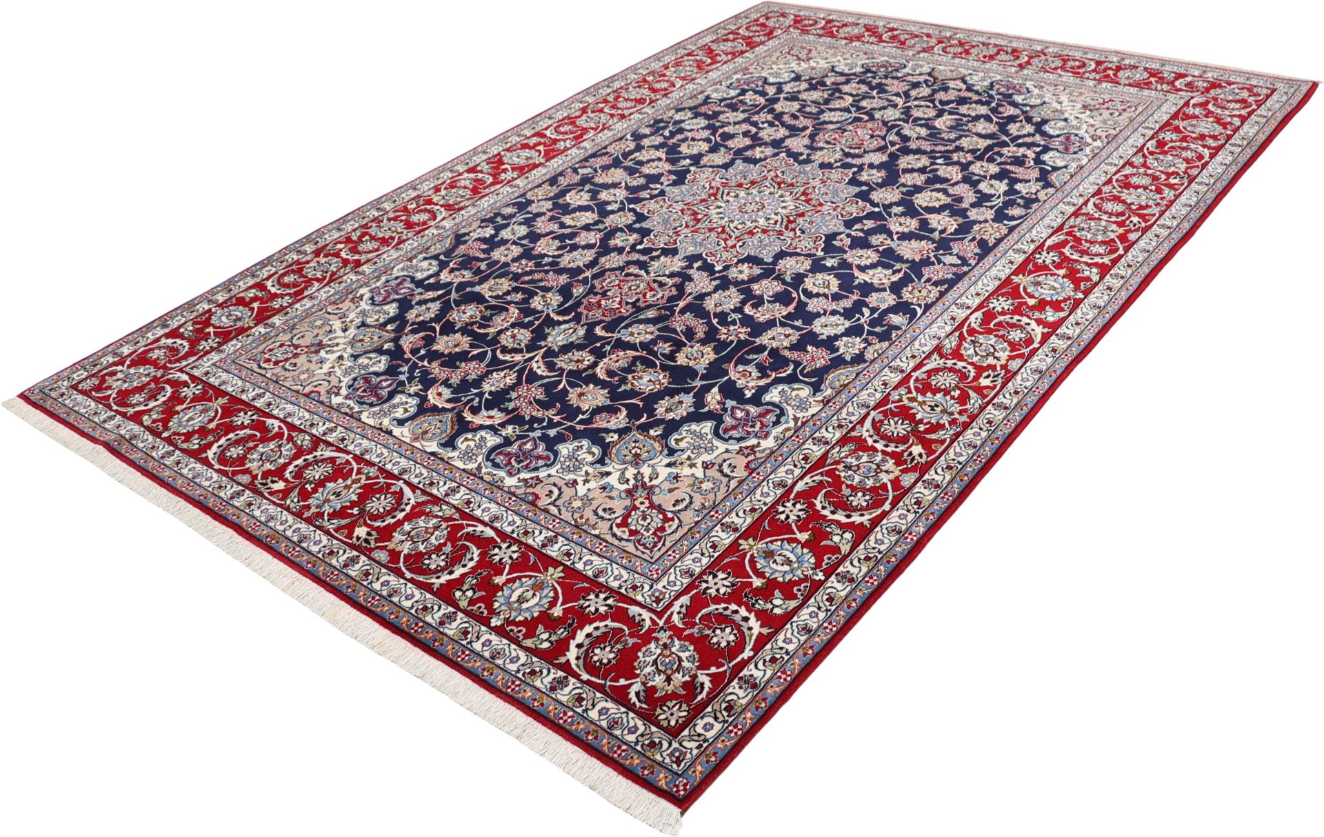 Handgeknüpfter Isfahan Perserteppich, 207 × 318 cm, Wolle & Seide
