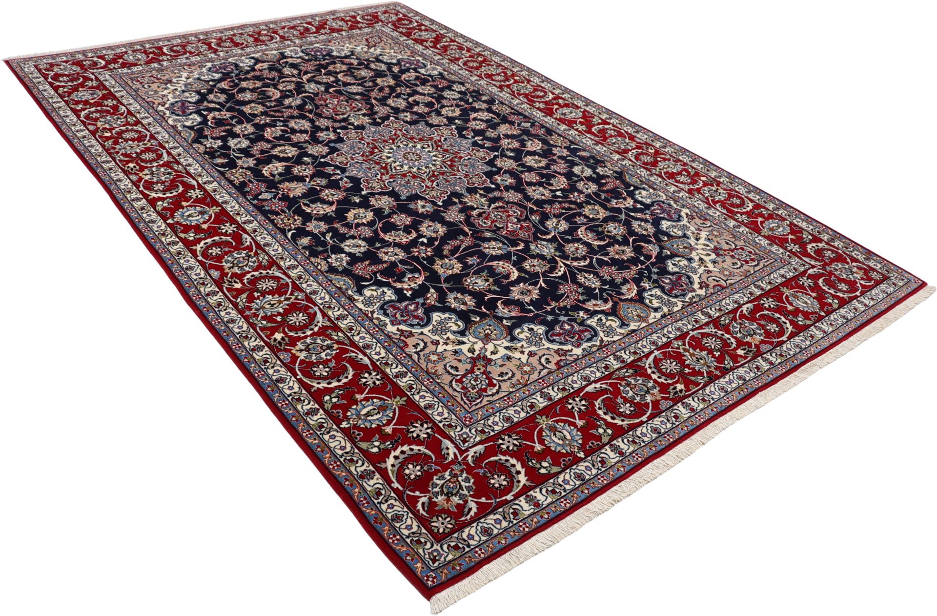 Handgeknüpfter Isfahan Perserteppich, 207 × 318 cm, Wolle & Seide