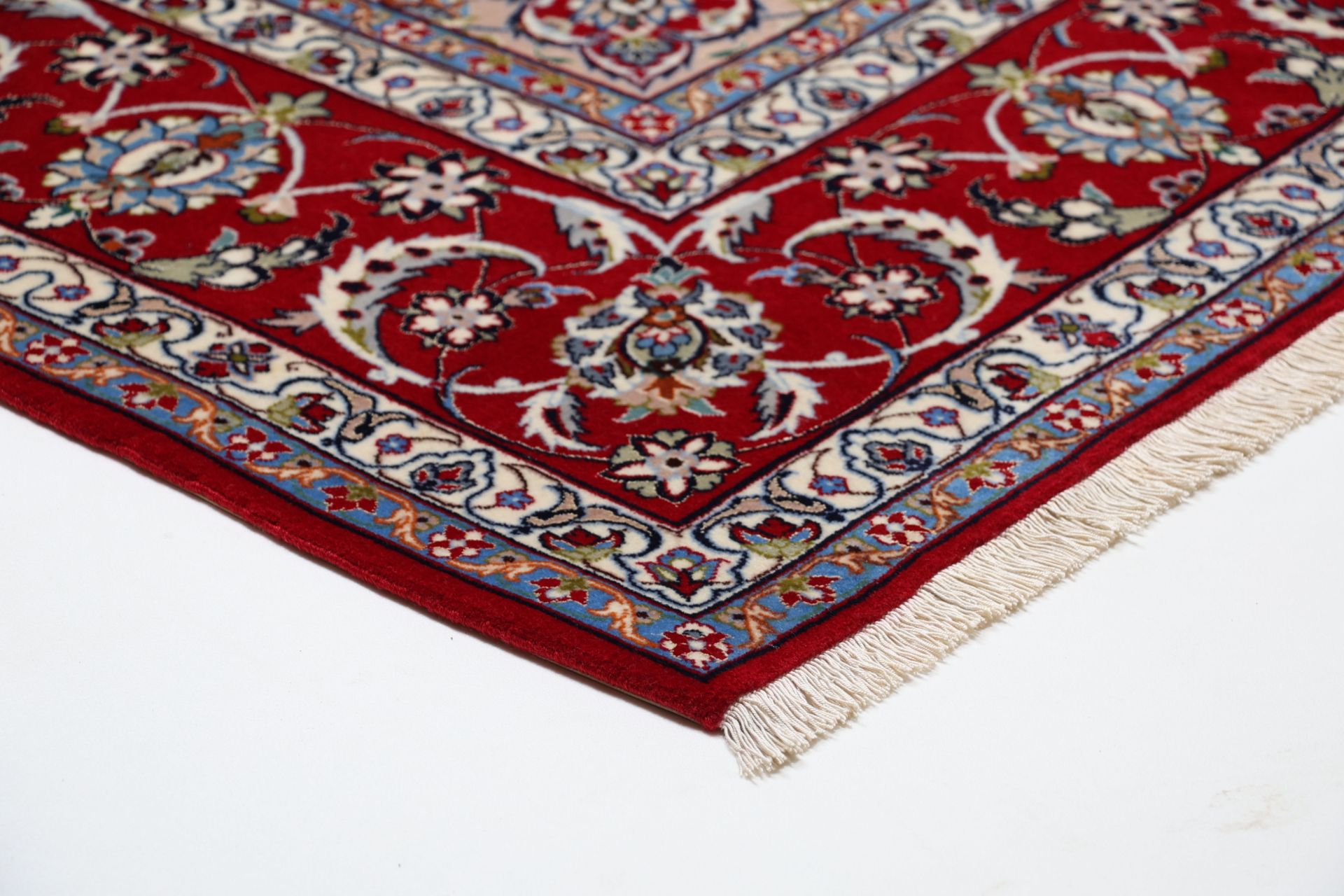 Handgeknüpfter Isfahan Perserteppich, 207 × 318 cm, Wolle & Seide