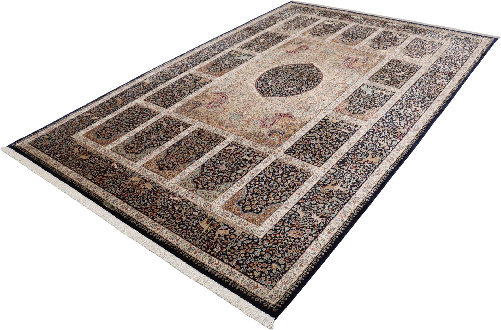 Ghom Perserteppich 207 × 310 cm aus Seide, handgeknüpft