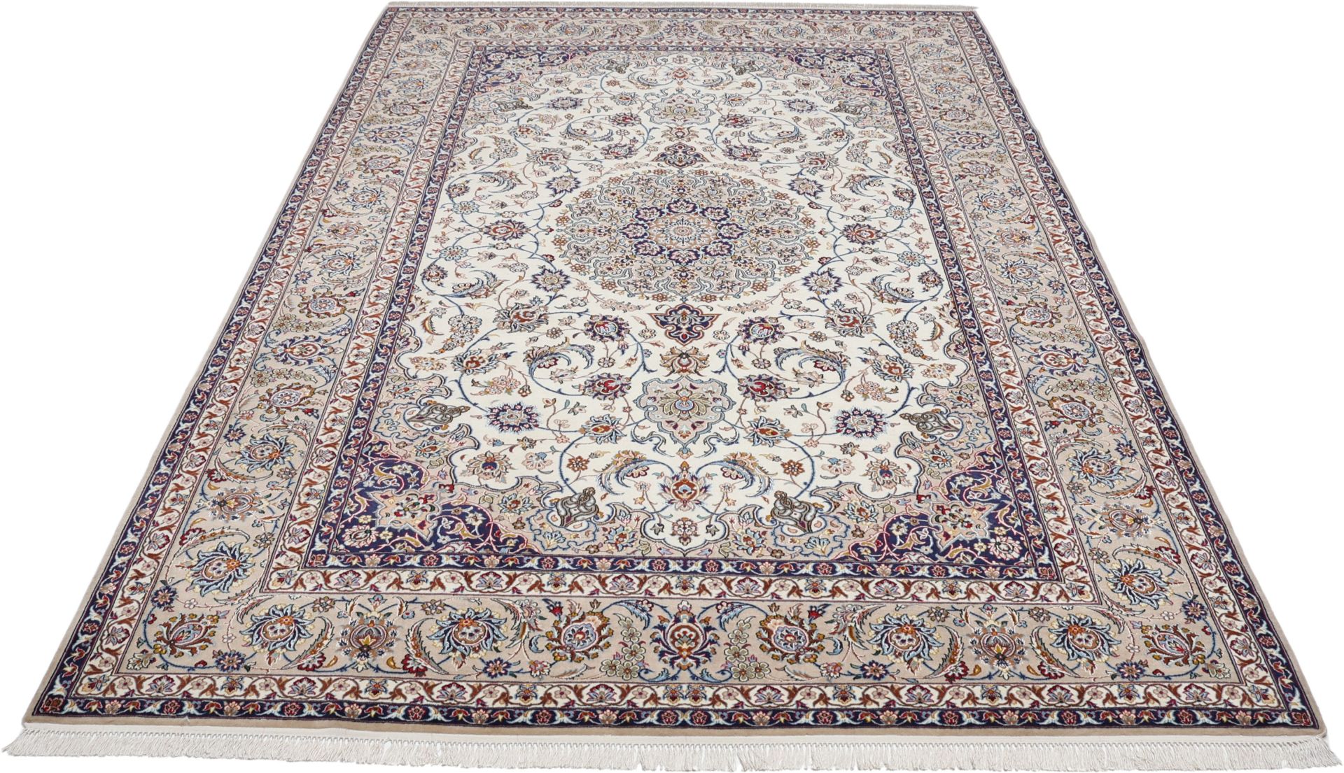 Isfahan Perserteppich 210 × 315 cm aus Wolle & Seide, handgeknüpft