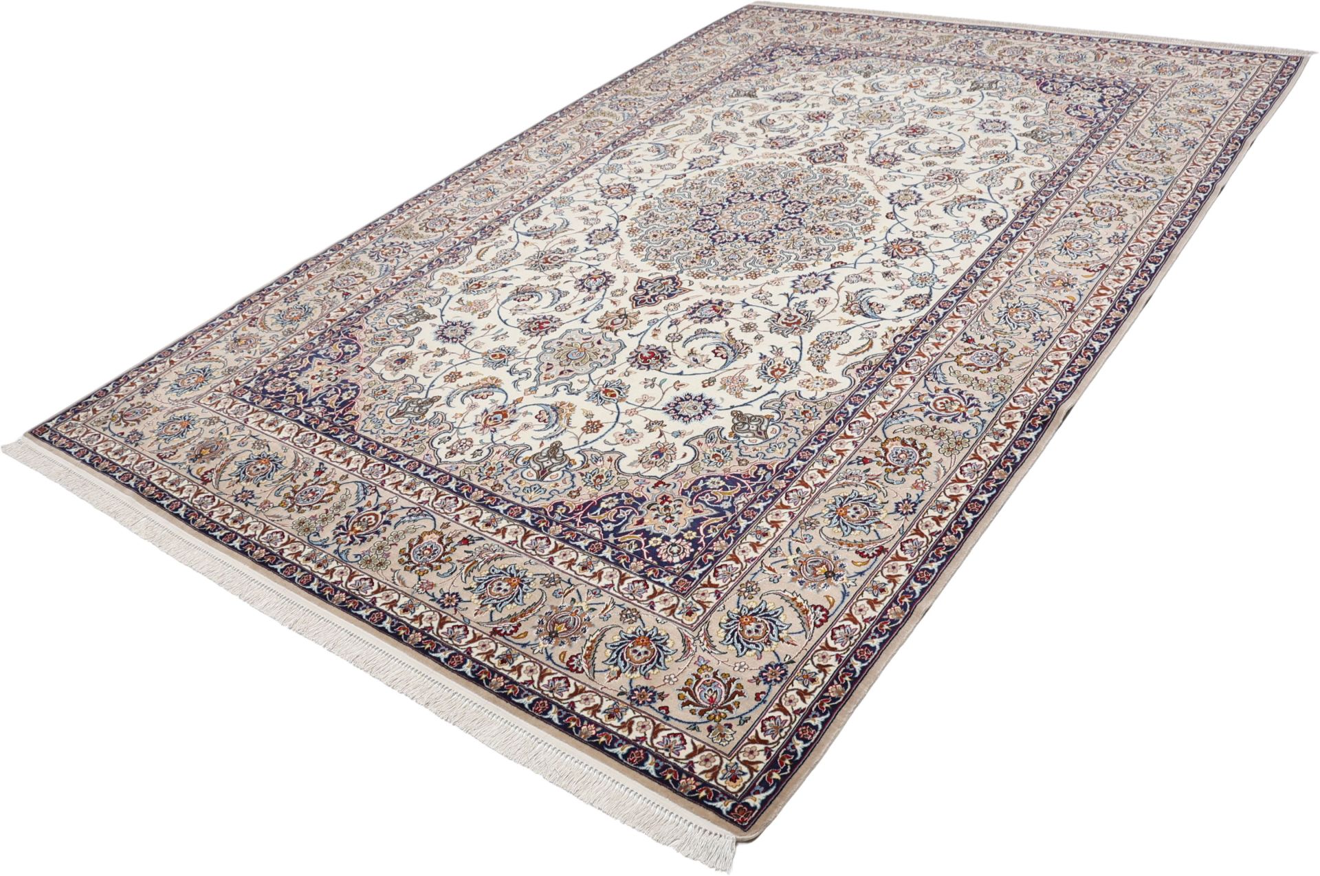 Isfahan Perserteppich 210 × 315 cm aus Wolle & Seide, handgeknüpft